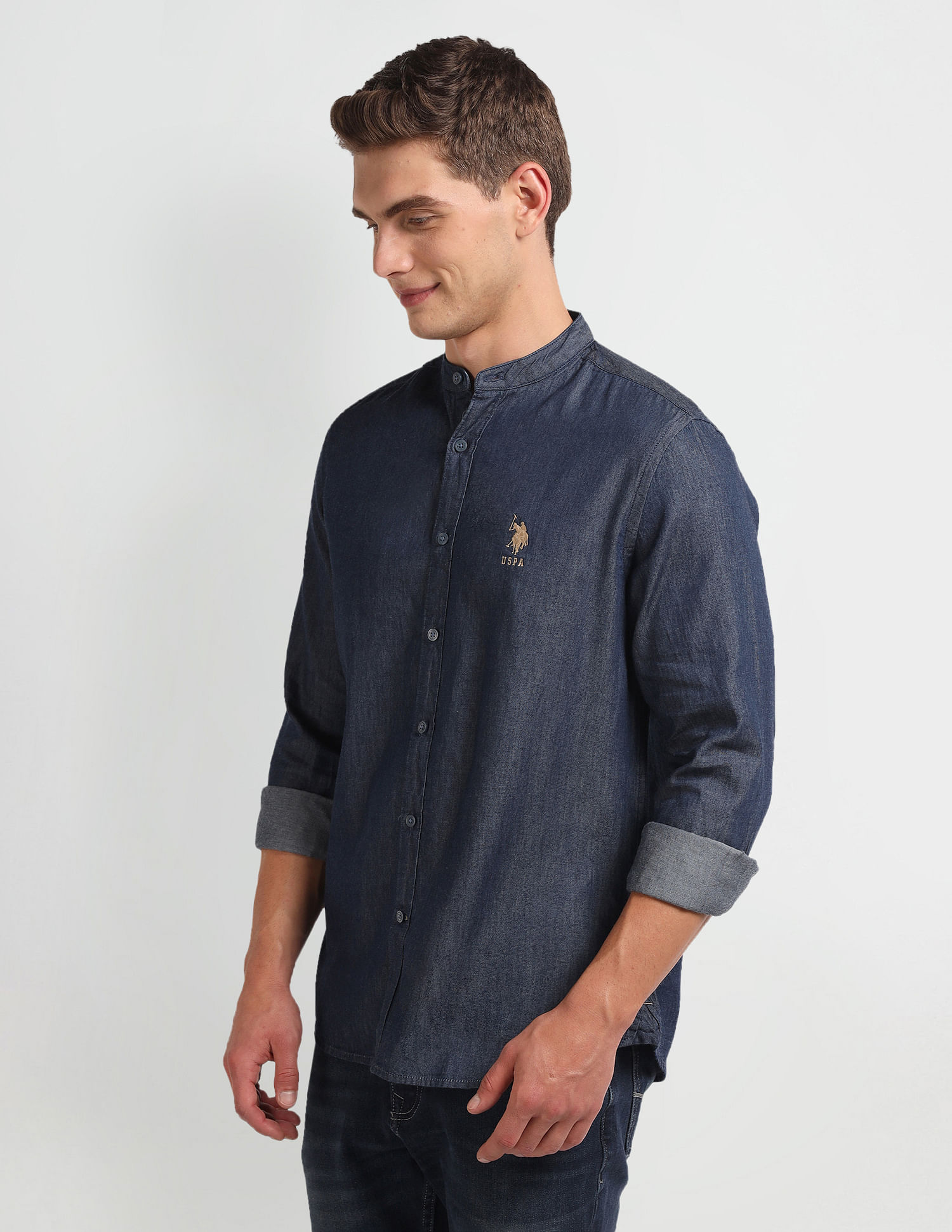 Buy U.S. Polo Assn. Denim Co. Mandarin Collar Denim Shirt - NNNOW.com