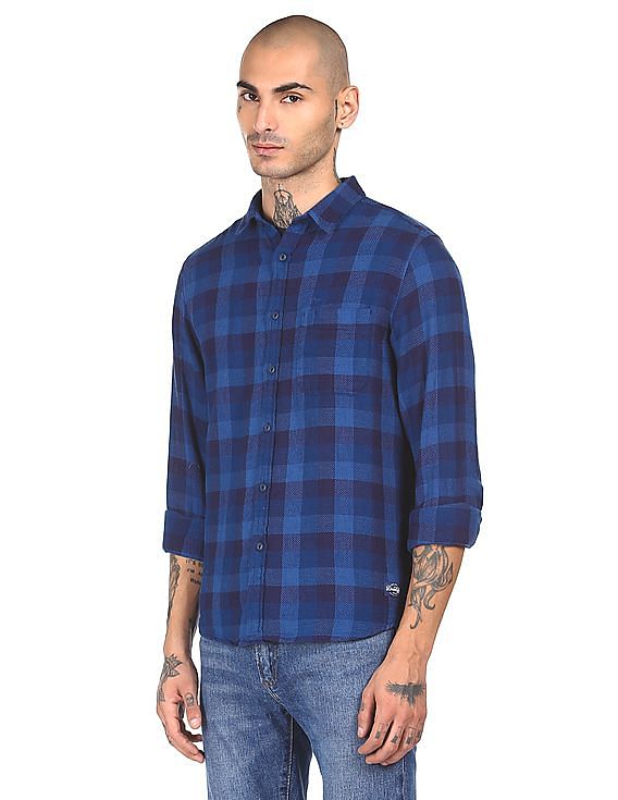 Flying Machine Button-Down Collar Check Shirt