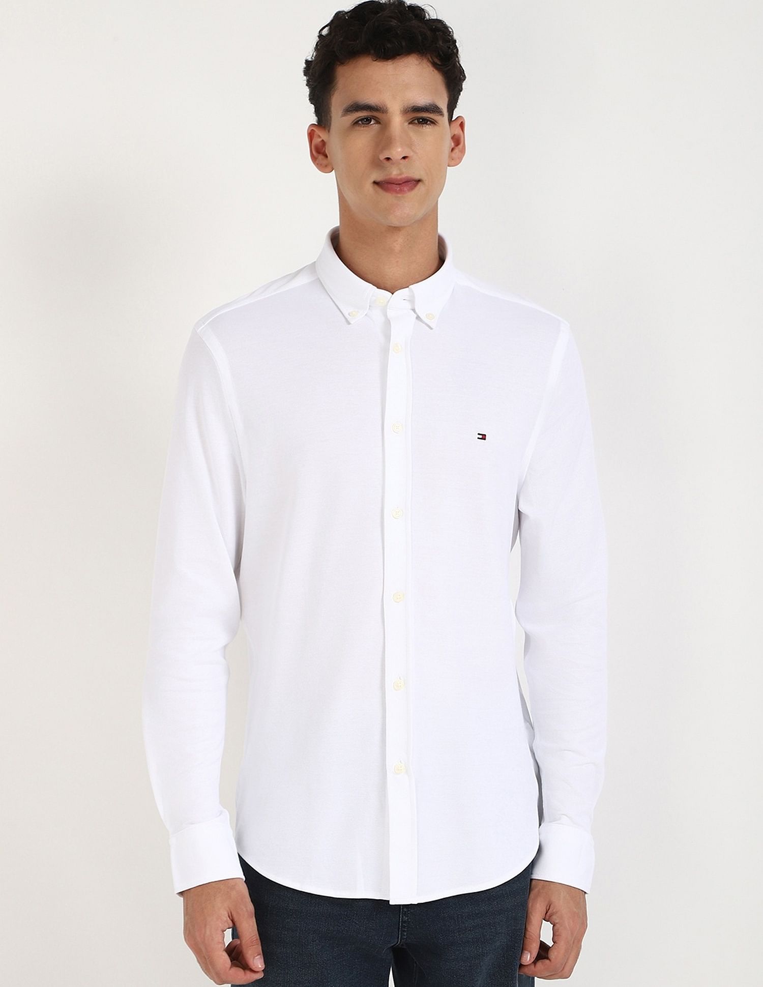 Tommy Hilfiger Solid Slim-Fit Cotton Shirt