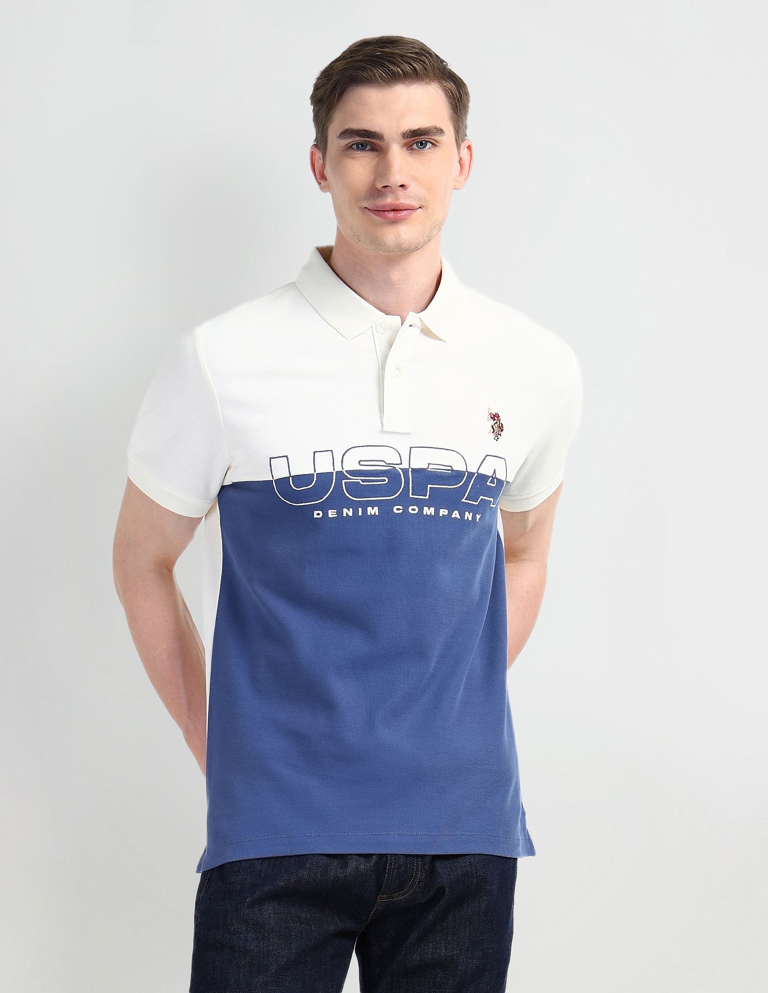 U.S. Polo Assn. Denim Co. Muscle Fit Colour Blocked Polo Shirt