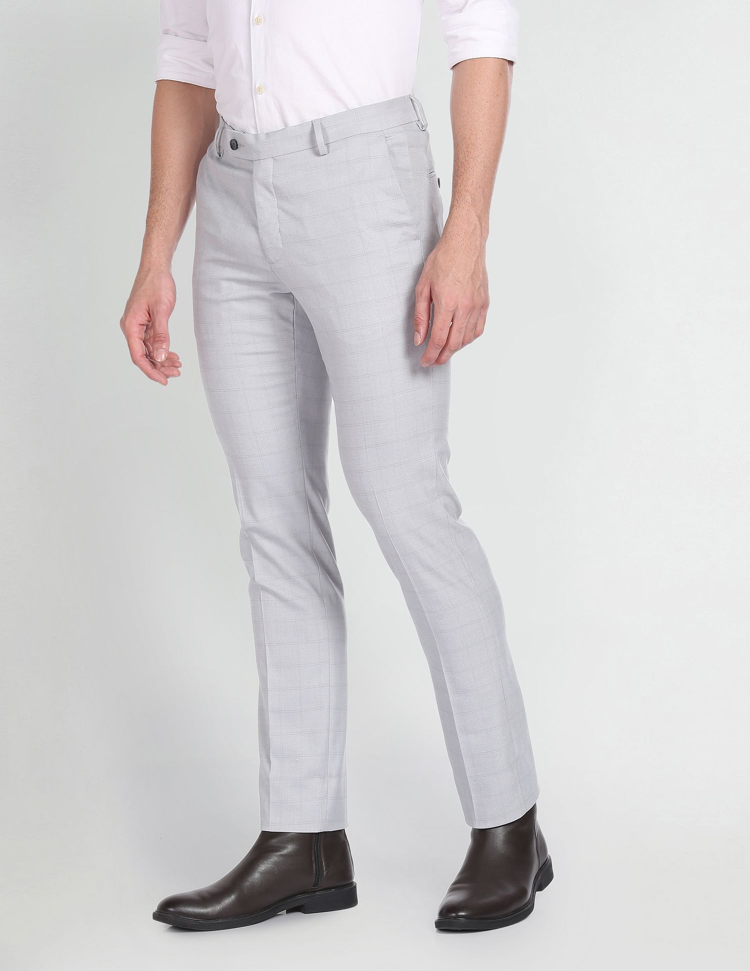 Arrow Smart Flex Outline Check Trousers