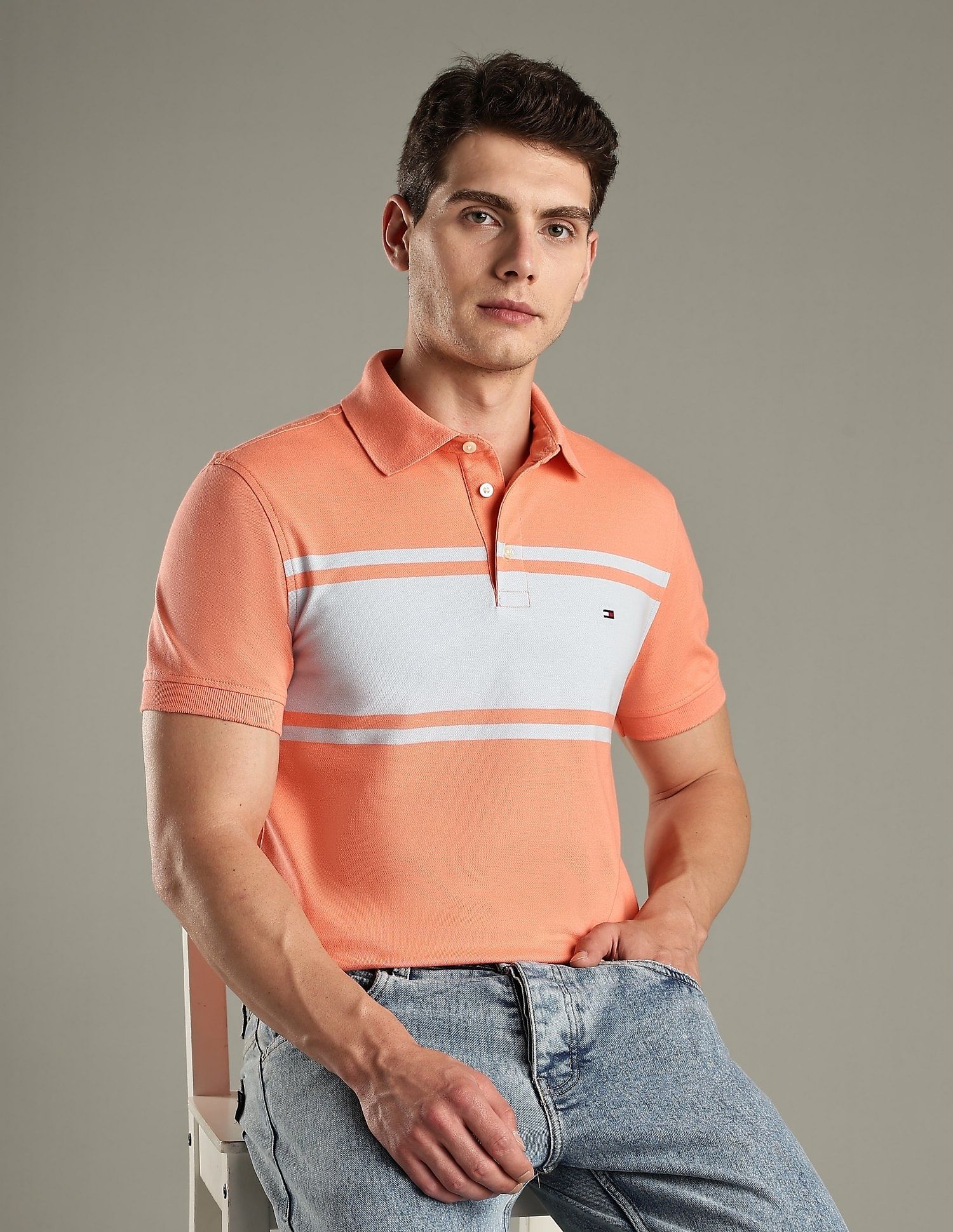 Tommy Hilfiger Striped Slim-Fit Cotton Polo T-Shirt