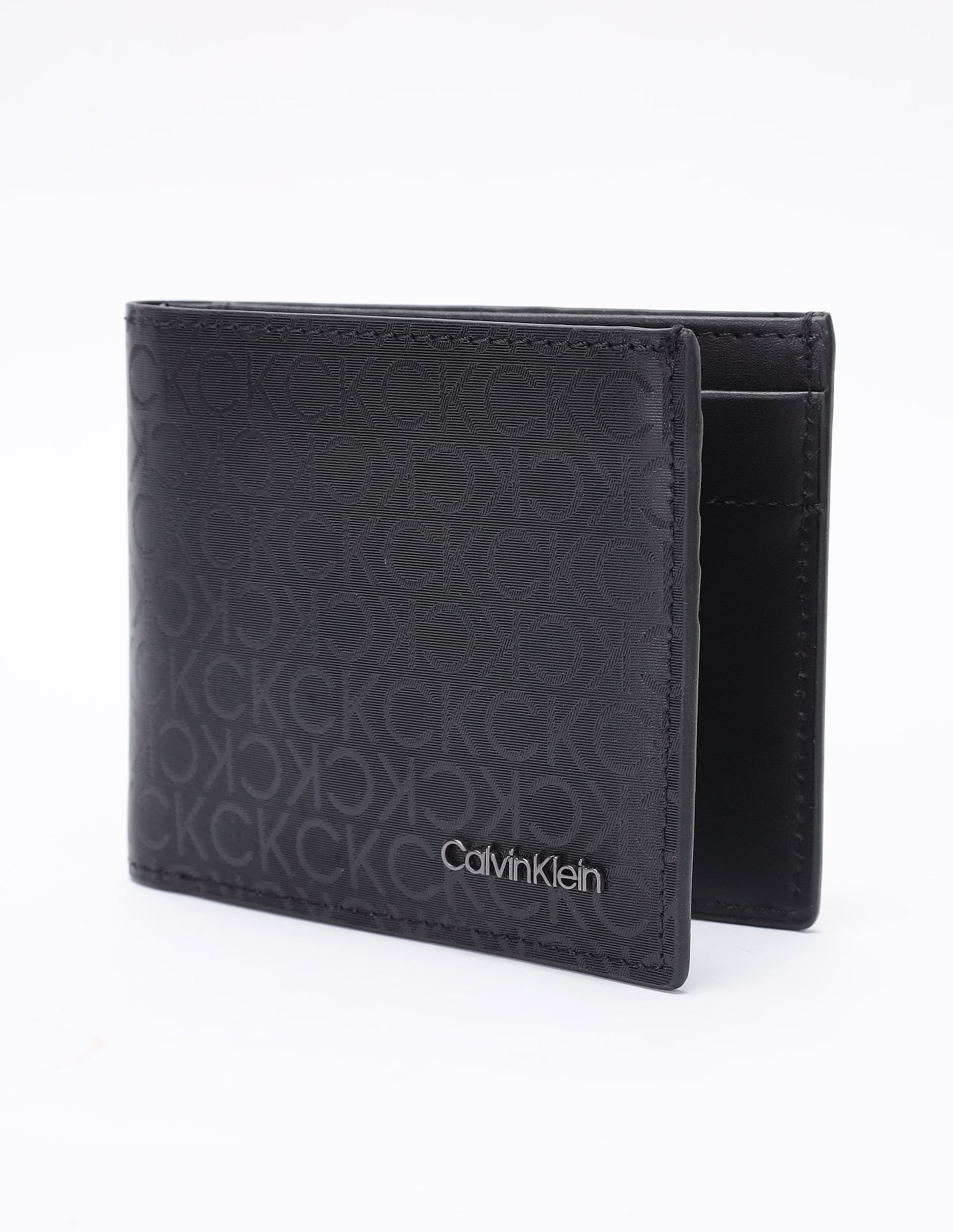 Calvin Klein Logo Black Leather Bi-Fold Wallet