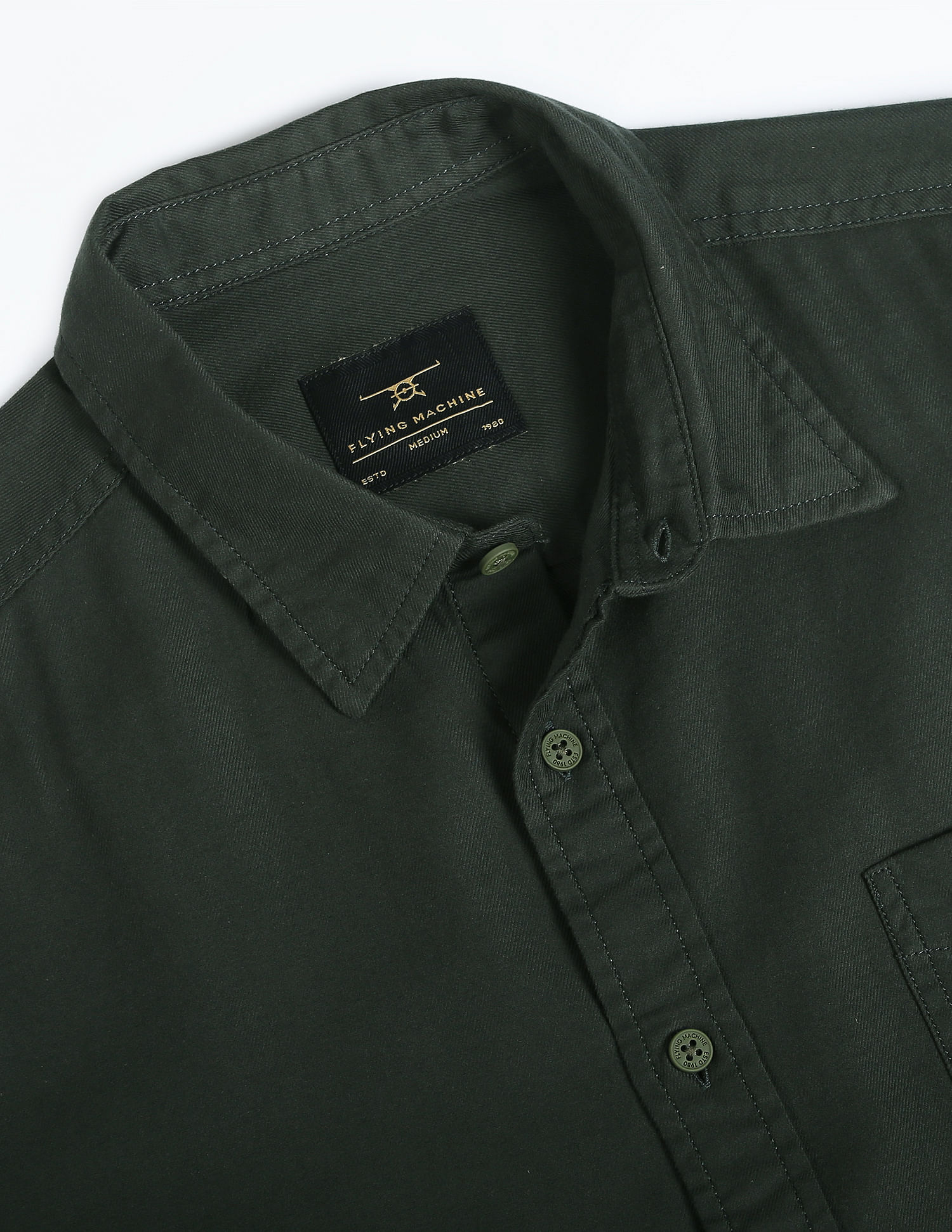 Flying Machine Solid Cotton Shirt