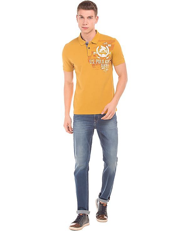 U.S. Polo Assn. Denim Co. Printed Front Muscle Fit Polo Shirt