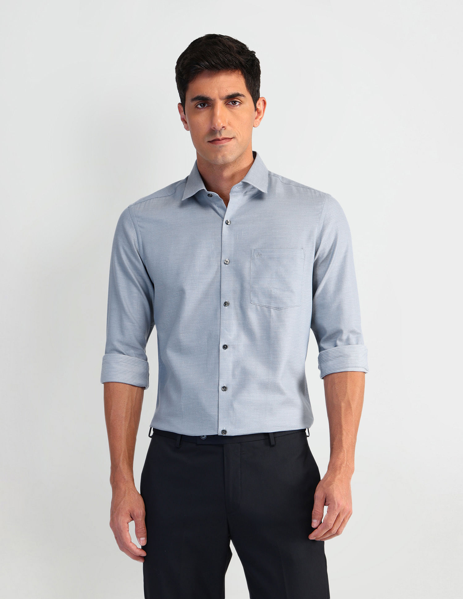 Arrow Manhattan Slim Fit Patterned Dobby Shirt