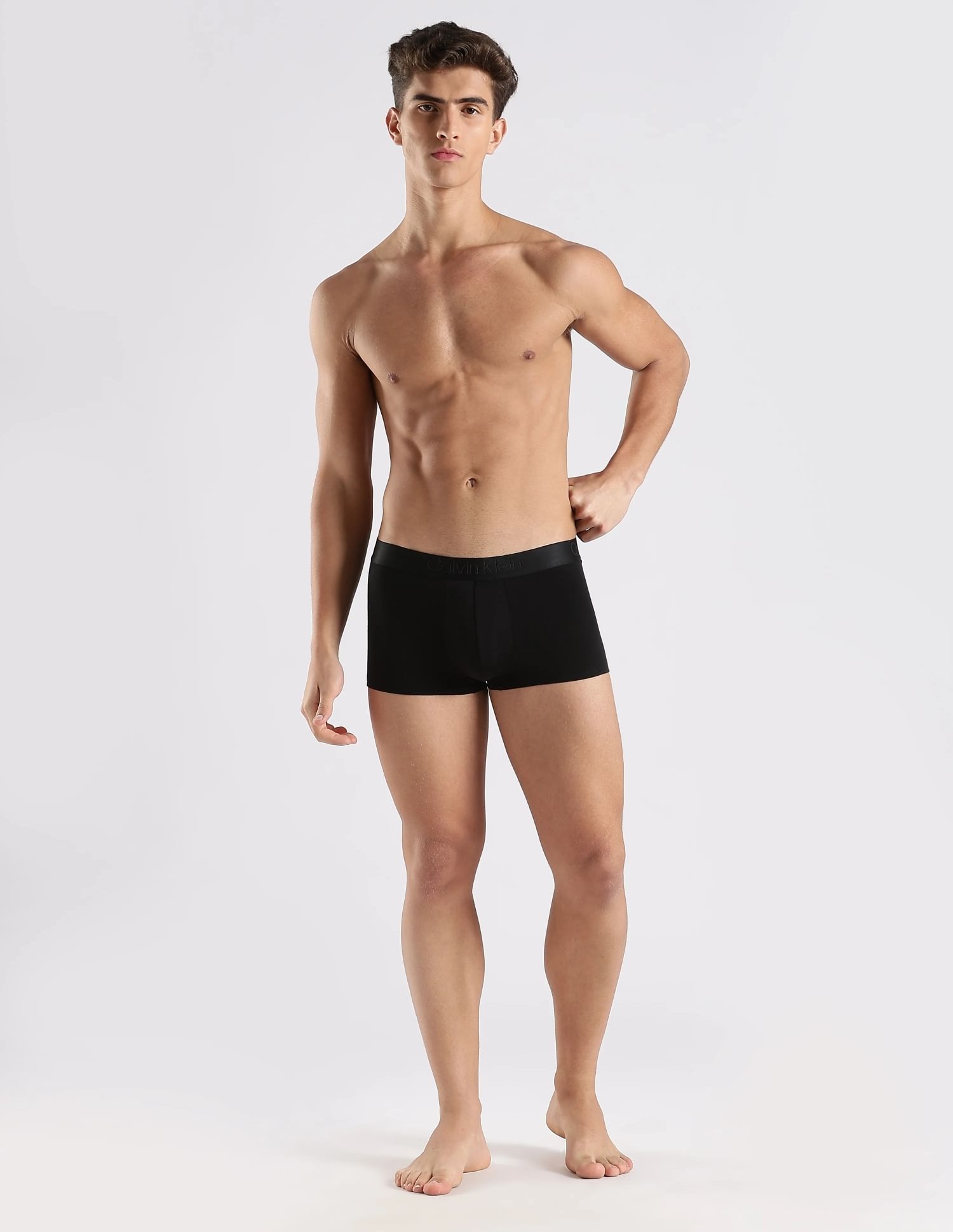 Buy Calvin Klein Underwear Black Solid Low Rise Trunks Pack Of