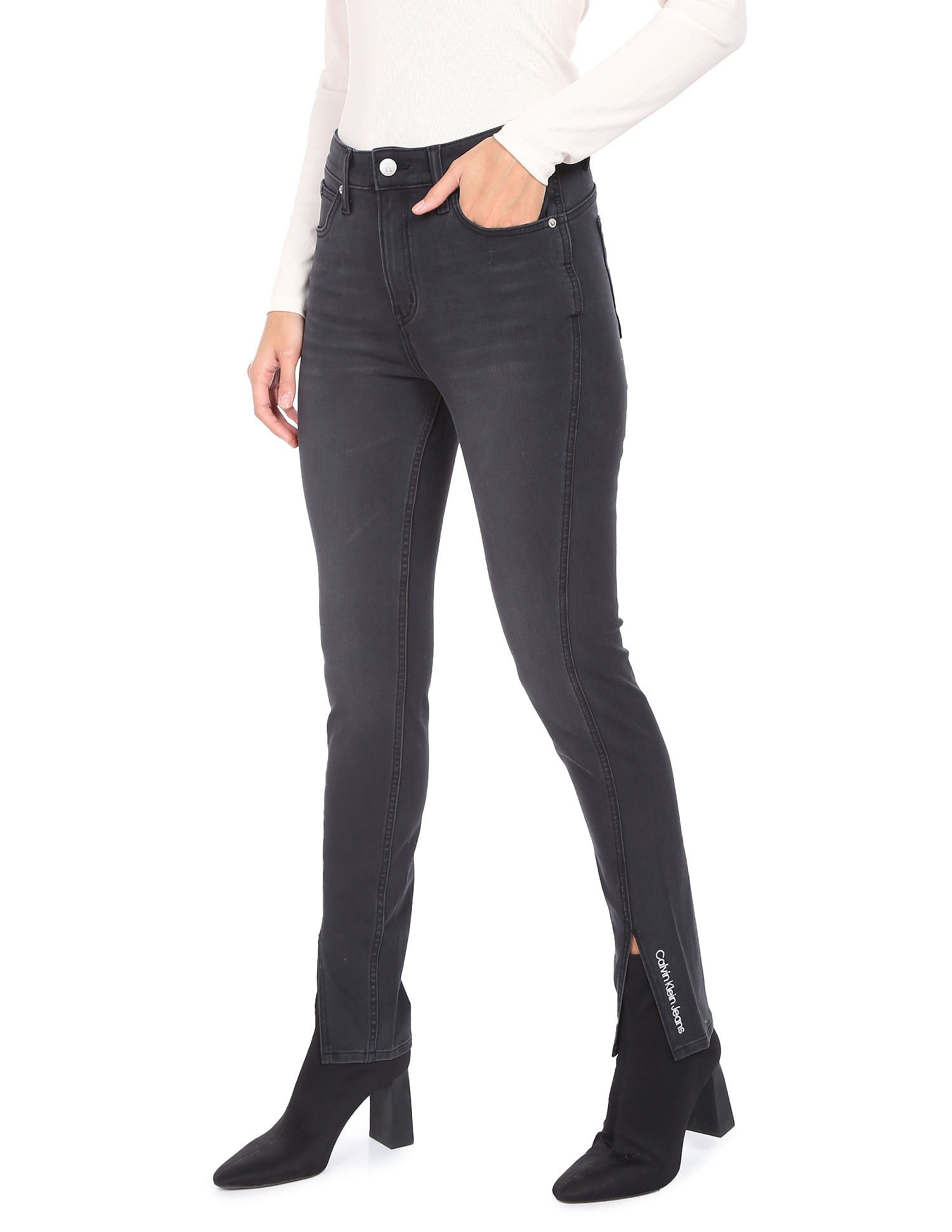 Calvin Klein Women Black Mid Rise Skinny Fit Jeans
