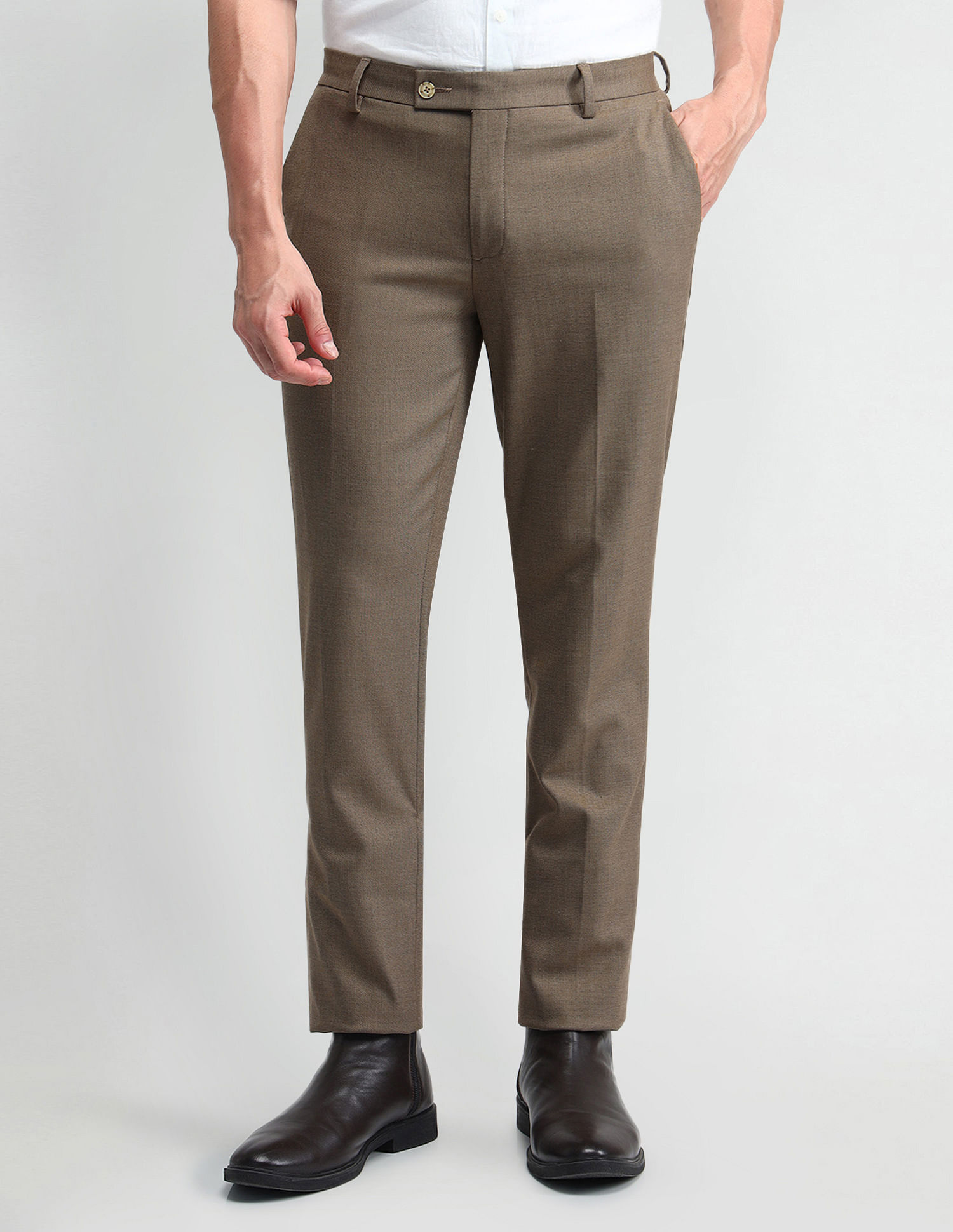 Arrow Regular Fit Solid Trousers