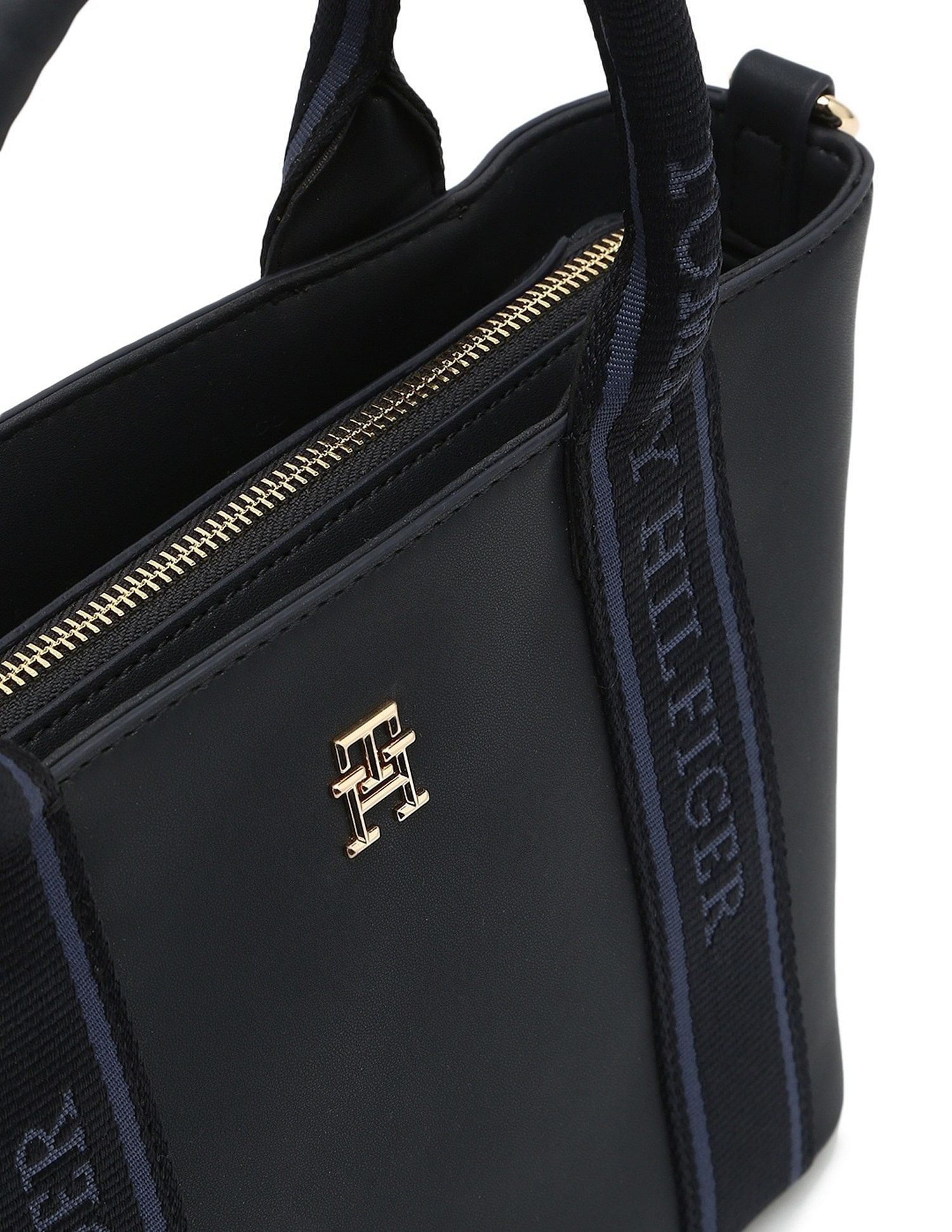 Tommy Hilfiger Solid Blue Pu Handbags