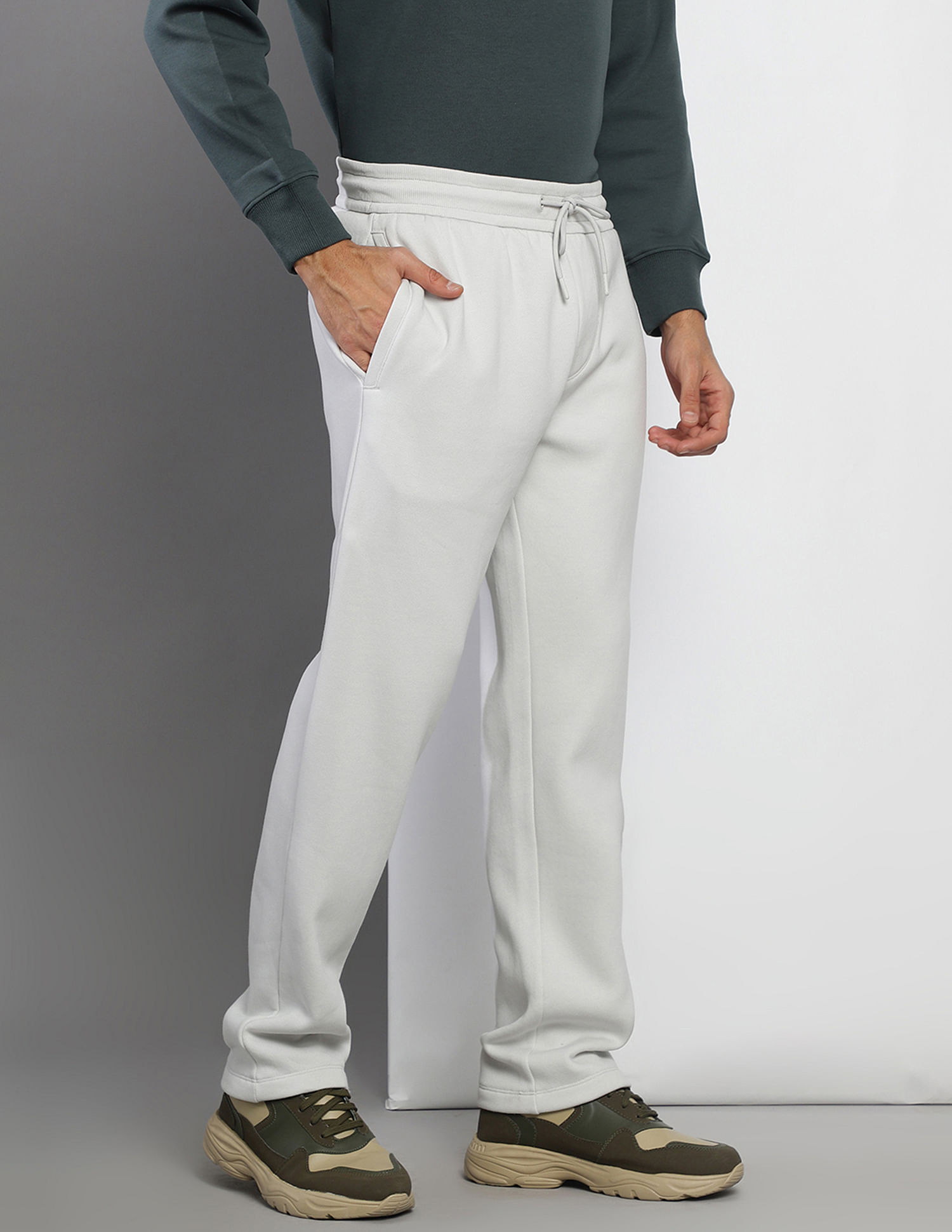 Buy Calvin Klein Men Grey Shine Block Logo Knit Track Pants 