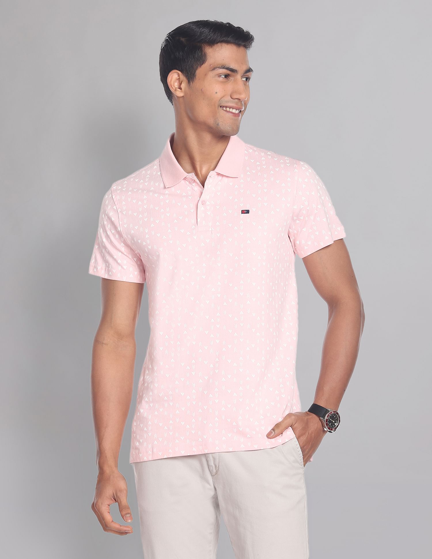 AD by Arvind Geometric Print COOL-IT Real Deal Polo Shirt