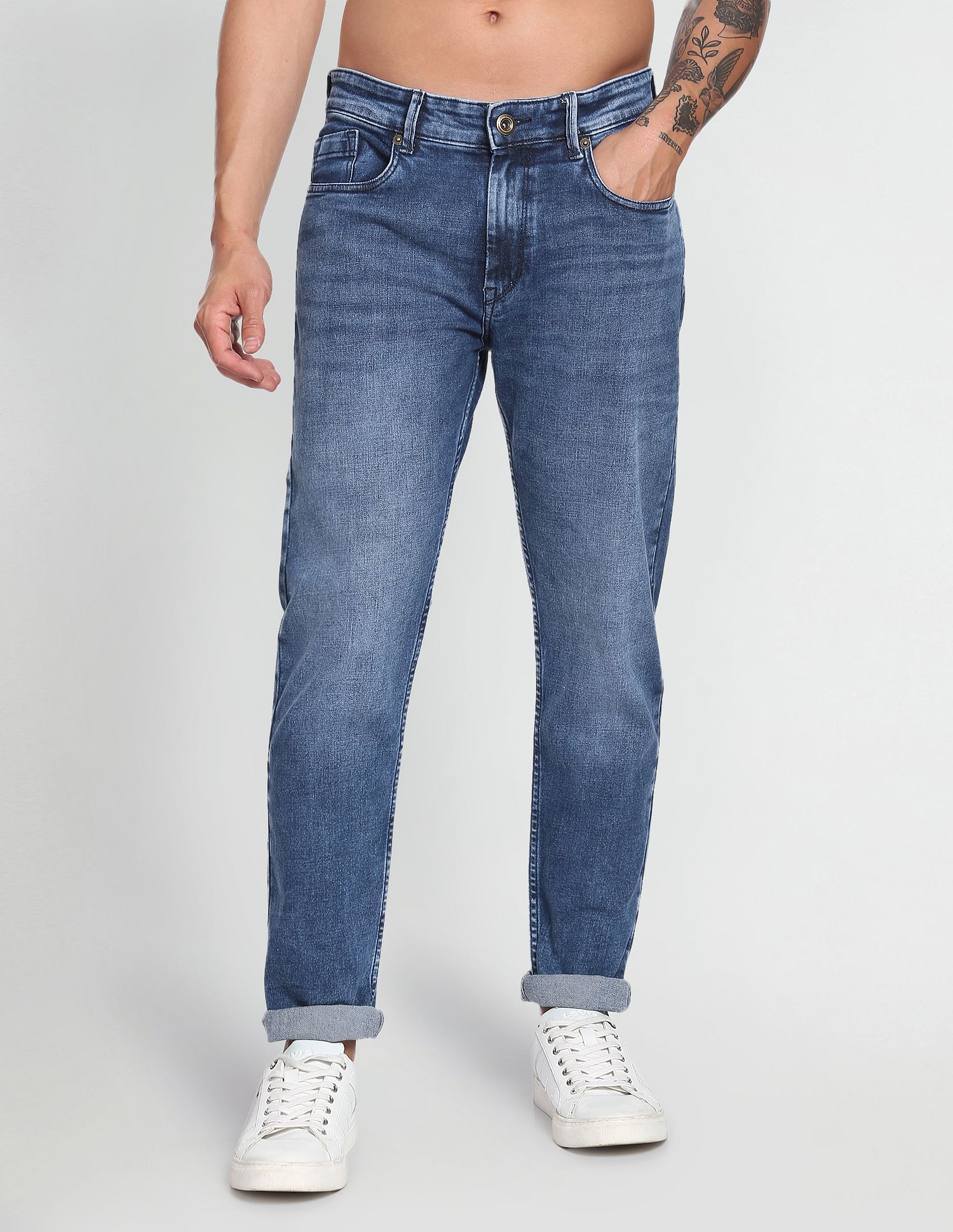 Flying Machine Slash Slim Tapered Stone Wash Jeans
