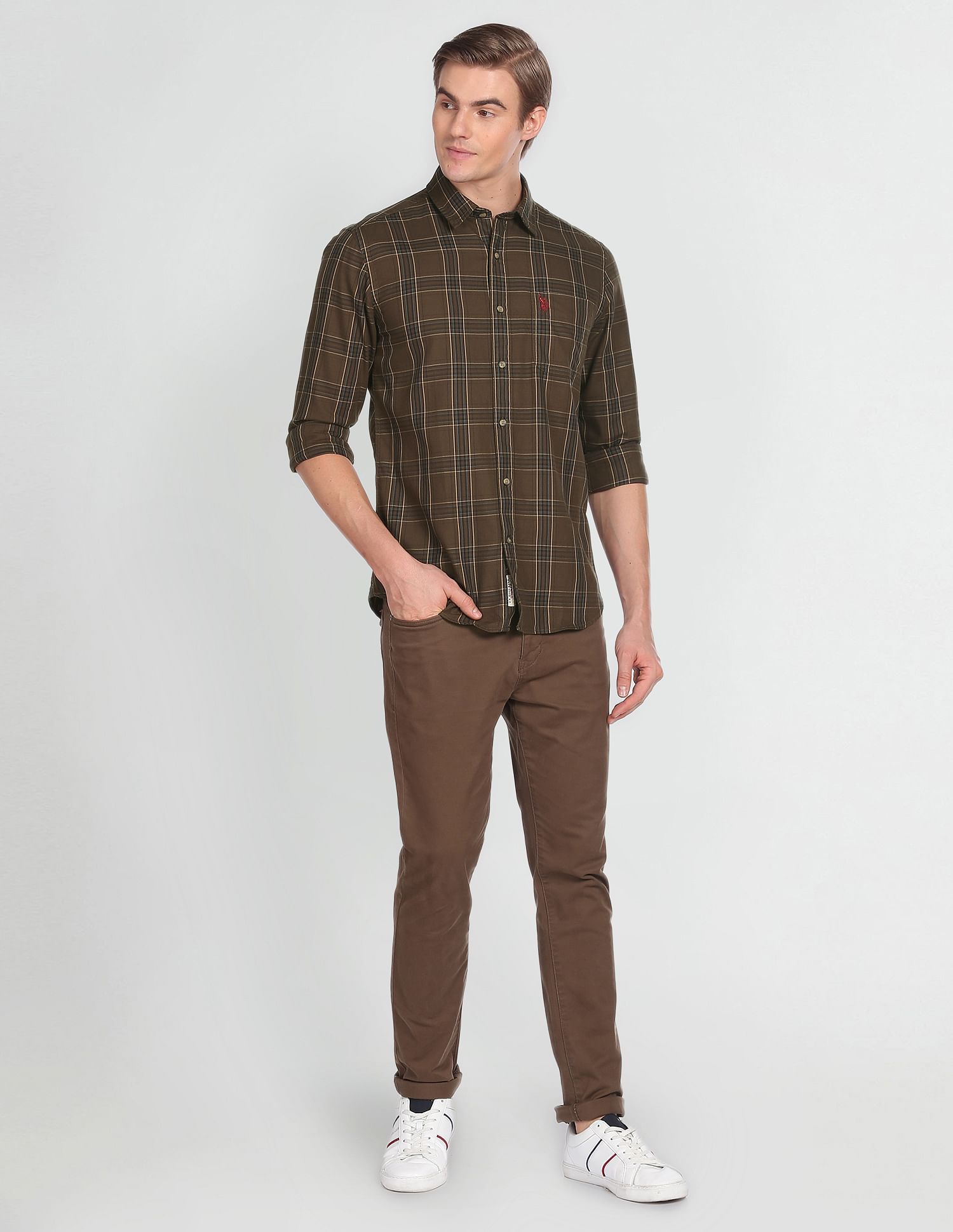 U.S. Polo Assn. Denim Co. Tartan Check Twill Slim Shirt