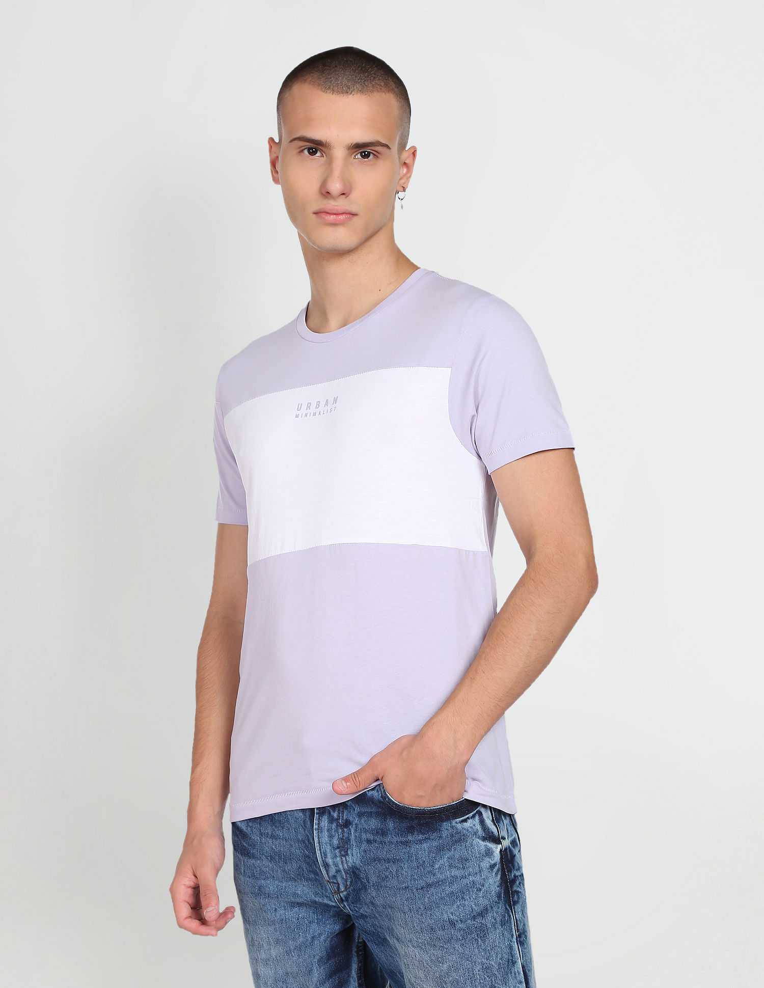 Flying Machine Cotton Colour Block T-Shirt