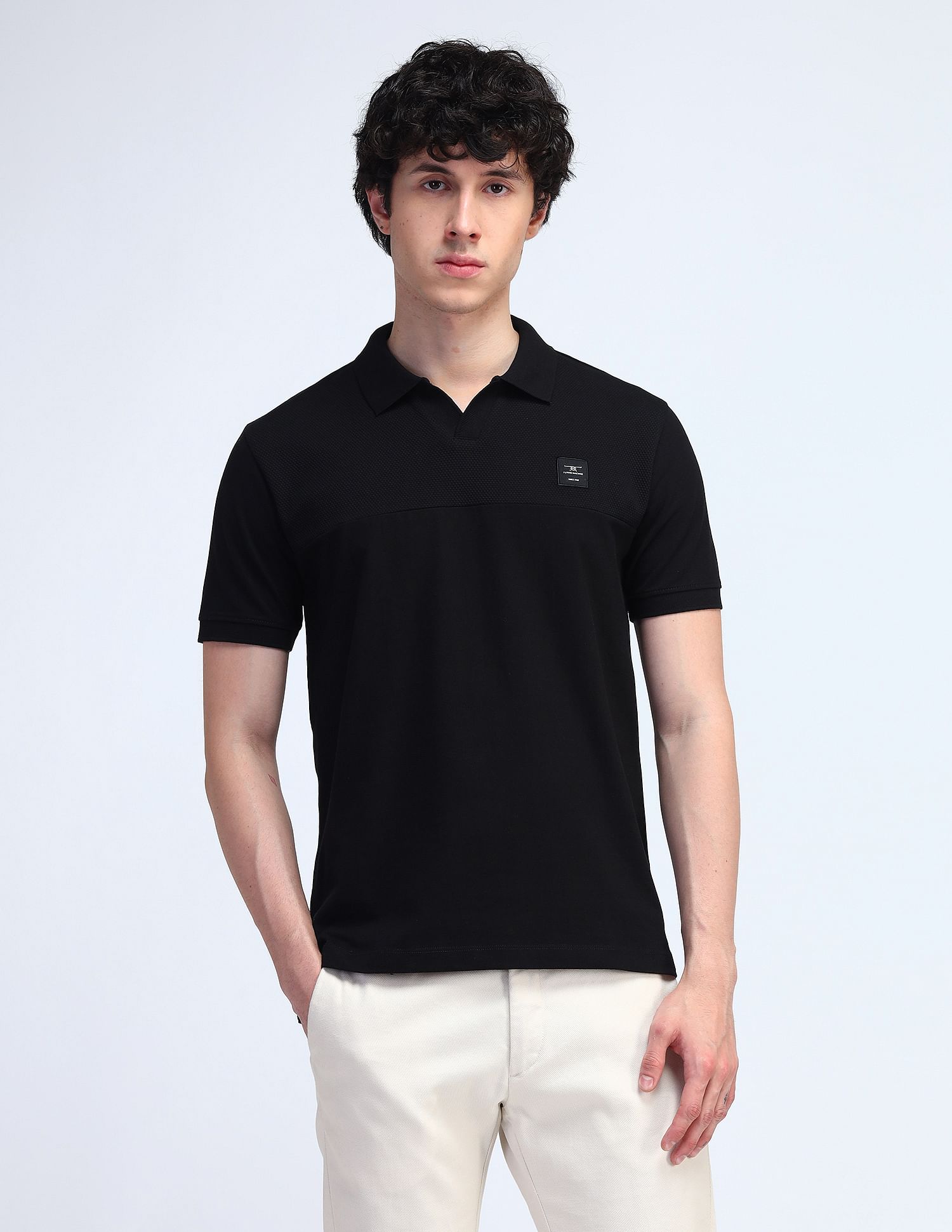 Flying Machine Textured Cotton Polo Shirt