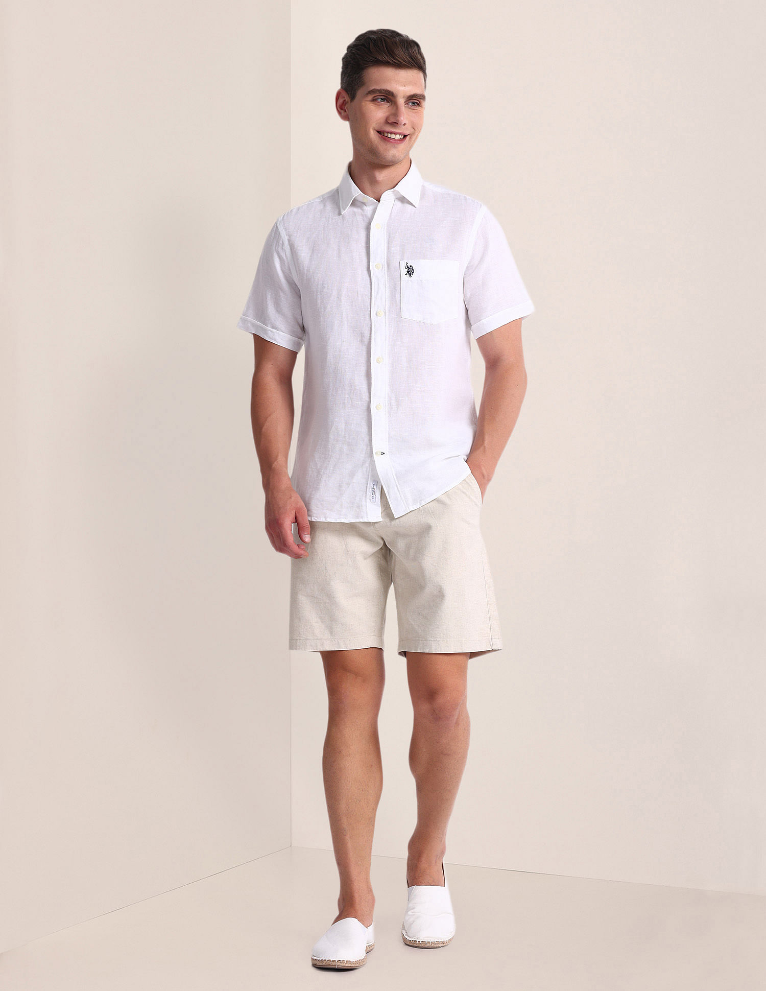 U.S. Polo Assn. Slim Straight Cotton Linen Shorts