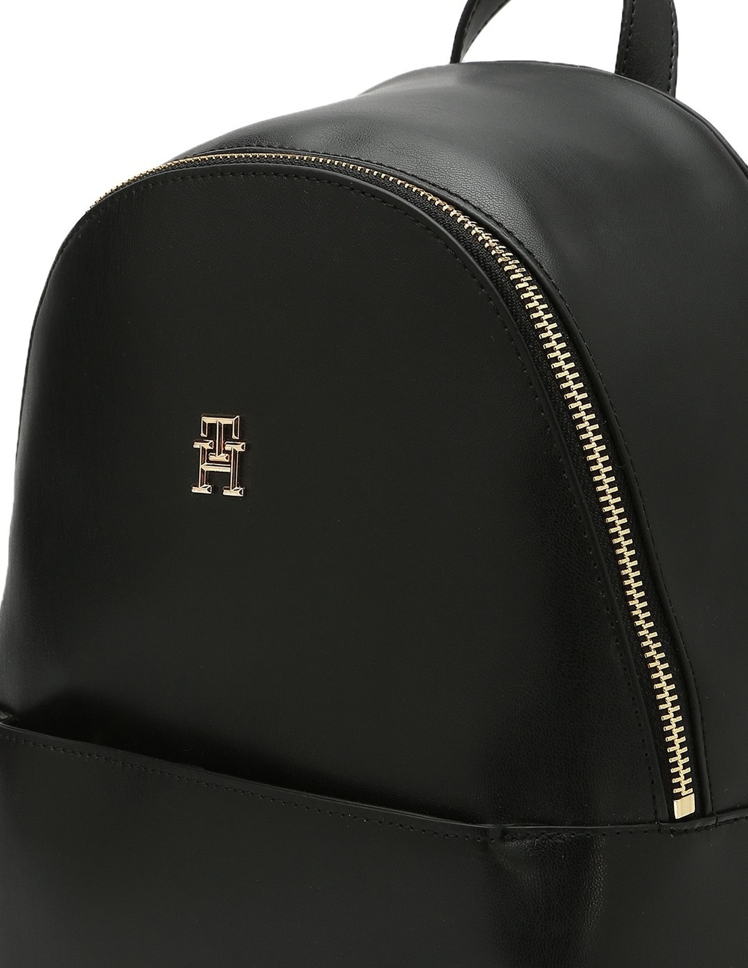 Tommy Hilfiger Printed Black PU Backpacks