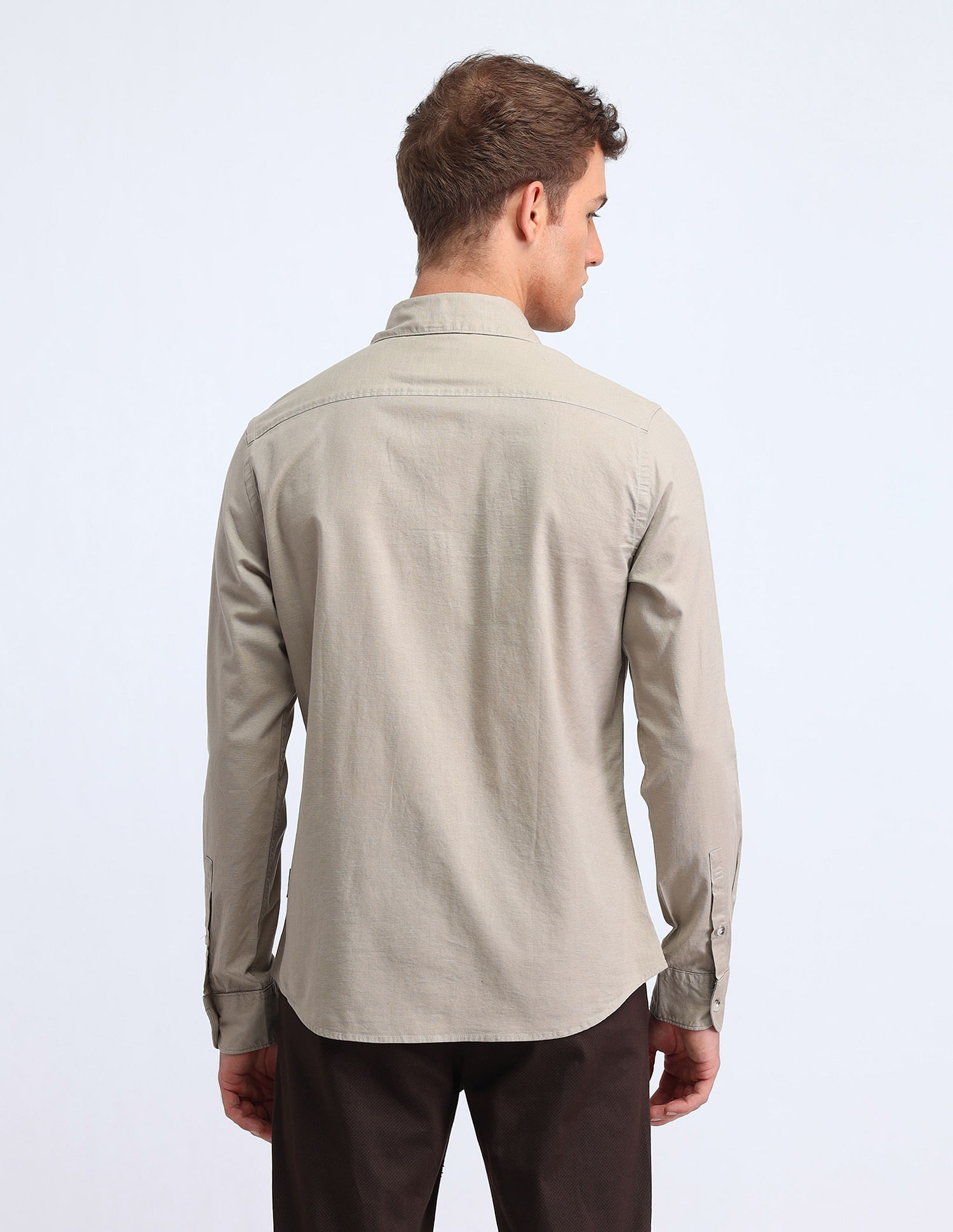 Flying Machine Slim Fit Solid Cotton Shirt