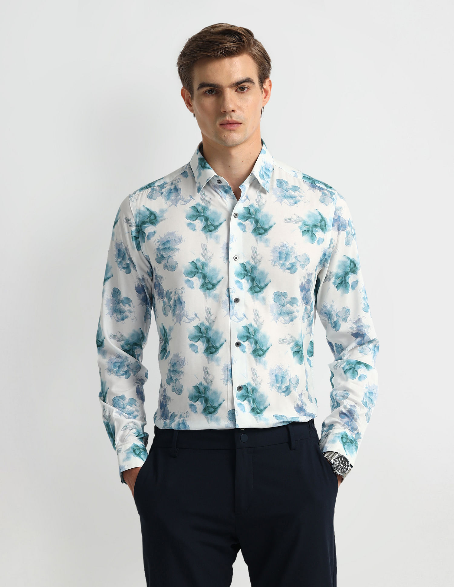 Arrow Newyork Manhattan Slim All-Over Printed Shirt
