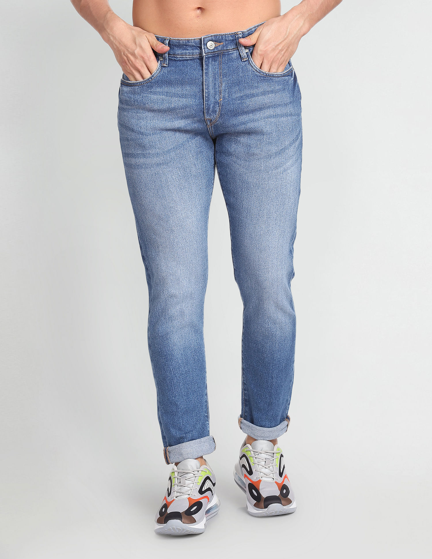 Flying Machine Slash Slim Tapered Fit Stone Wash Jeans