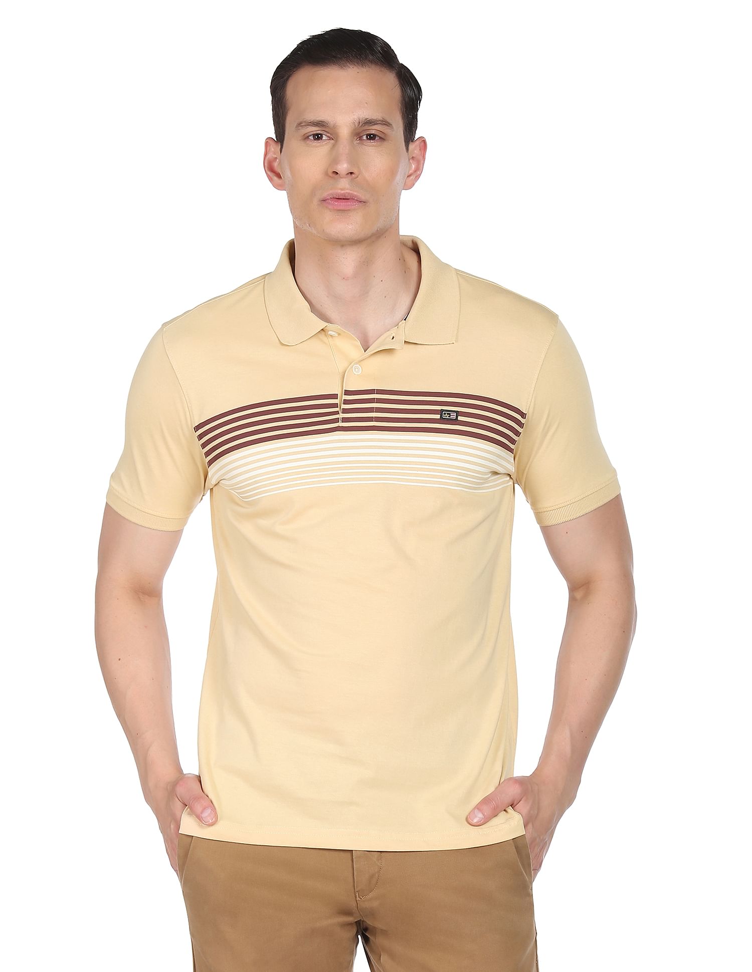 Arrow Sports Short Sleeve Striped Polo Shirt