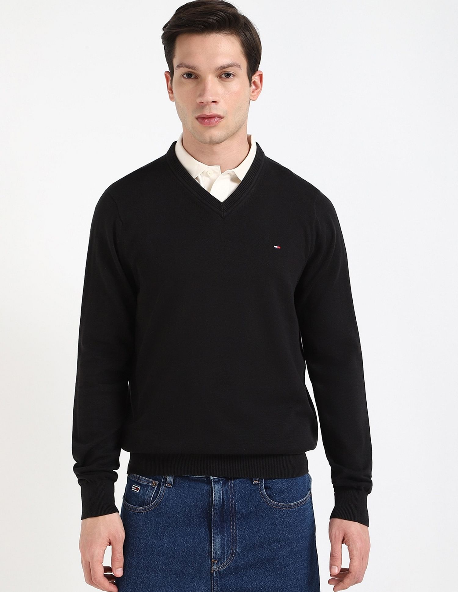 Tommy Hilfiger Solid Regular-Fit Cotton Sweater