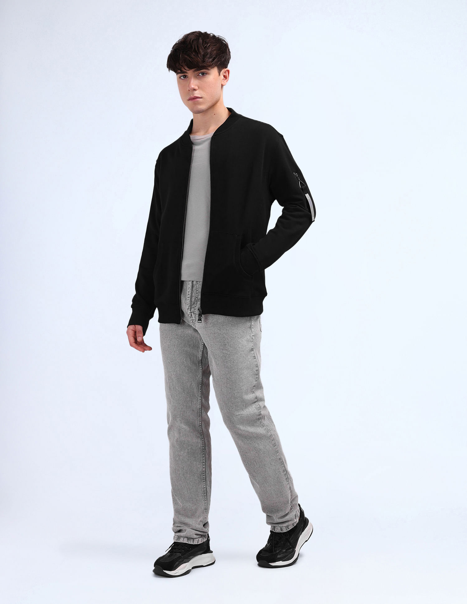 Flying Machine Relaxed Fit Solid Sweatshirt