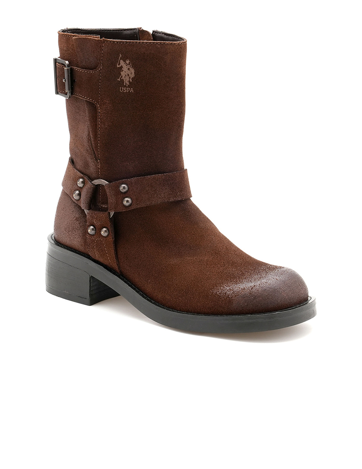 U.S. Polo Assn. Women Sabrina  Leather Engineer Boots