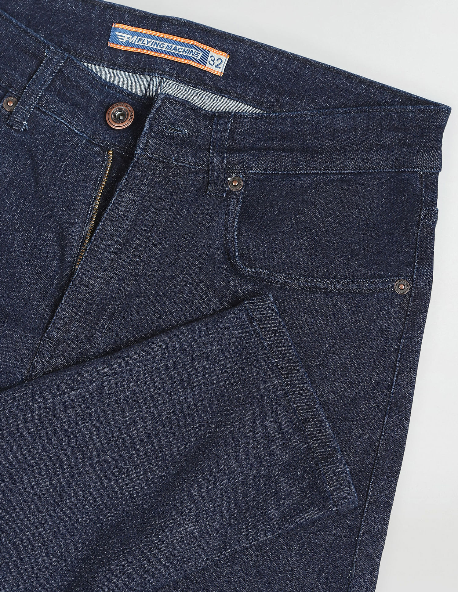 Flying Machine Mid Rise Slash Slim Tapered Jeans