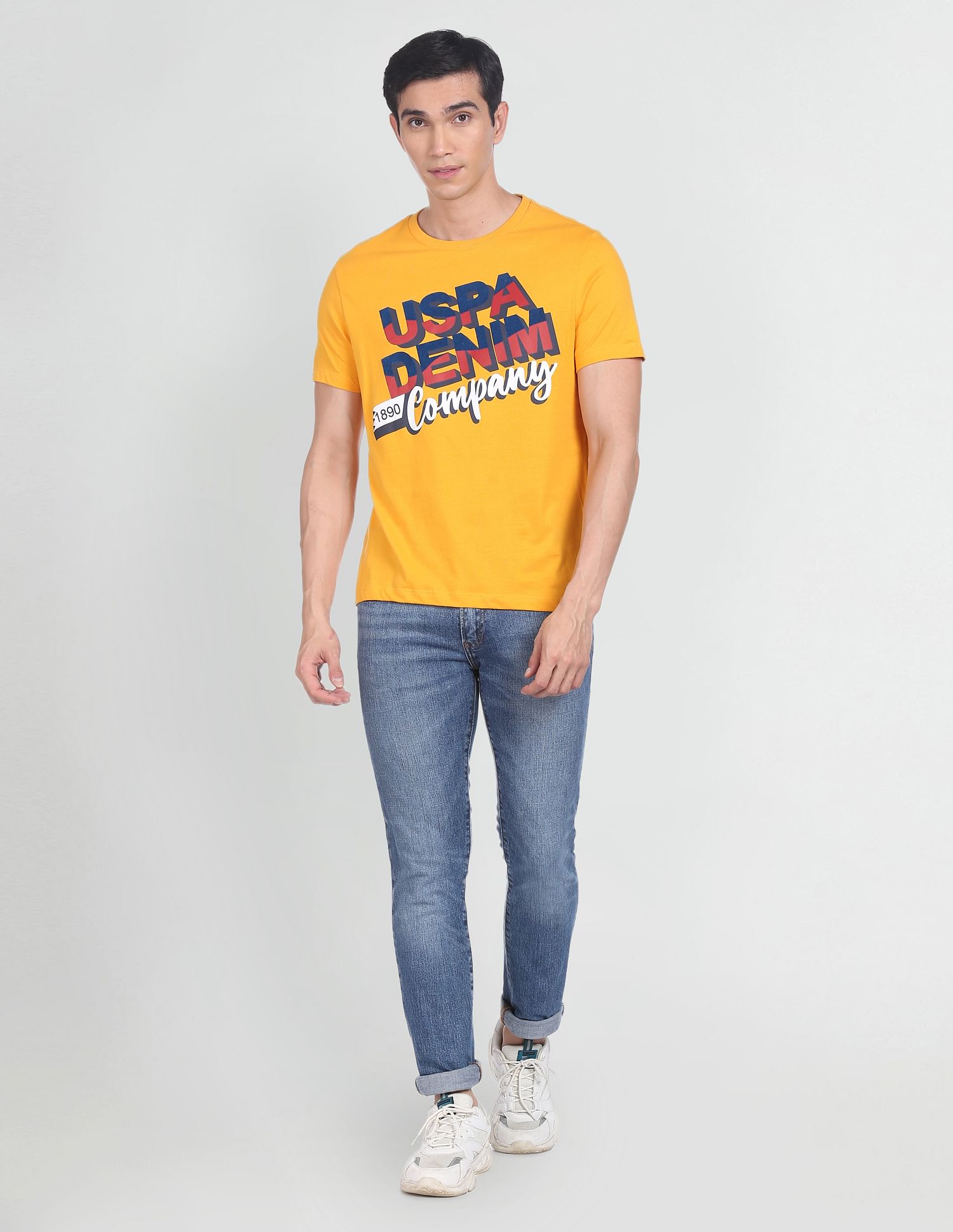 U.S. Polo Assn. Denim Co. Crew Neck Brand Print Pure Cotton T-Shirt
