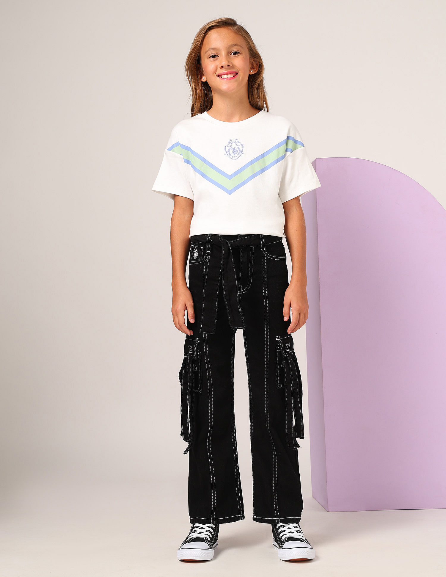 U.S. Polo Assn. Kids Girls Mid Rise Bootcut Jeans