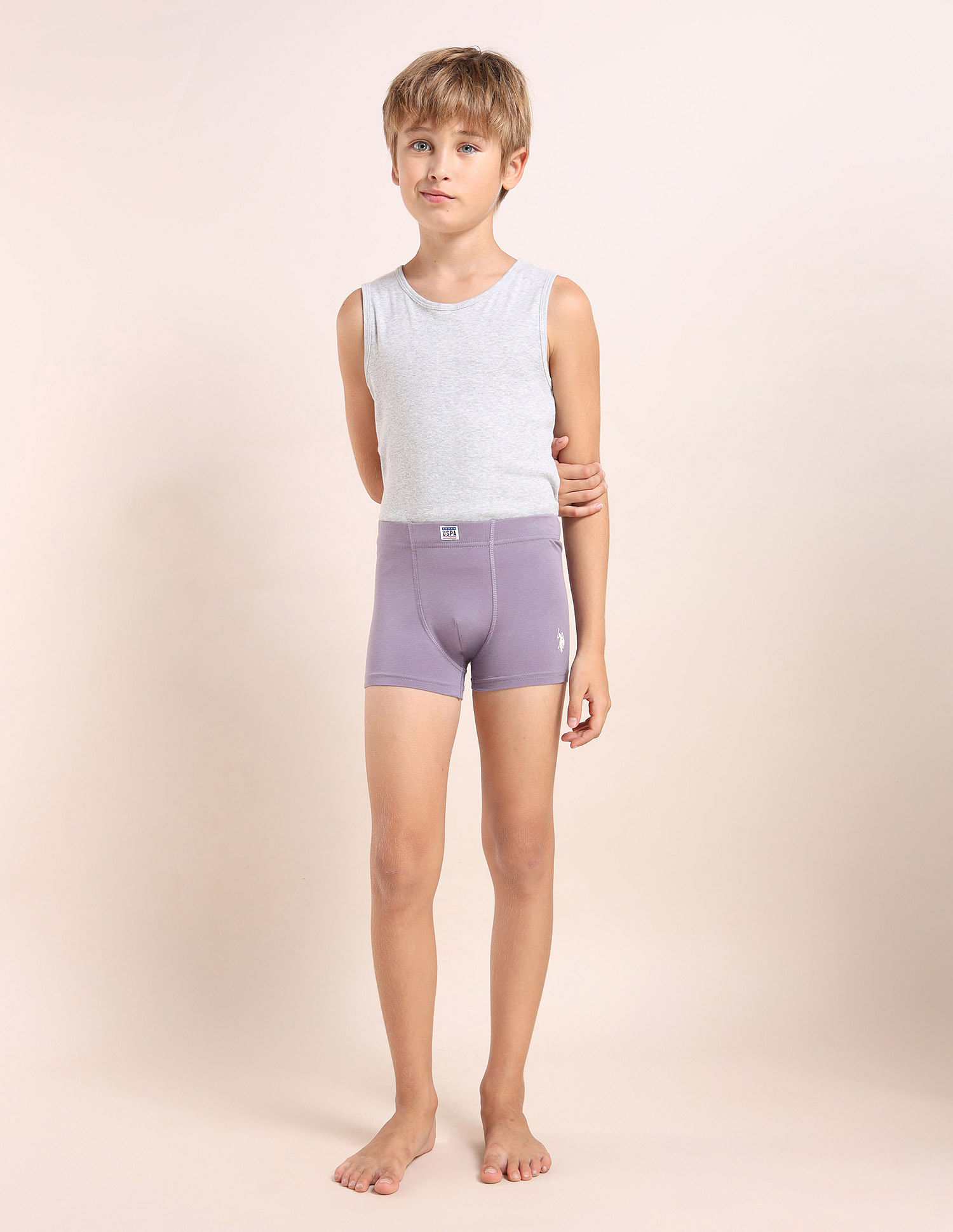 USPA Innerwear Boys Cotton Spandex Solid Trunks - Pack Of 3