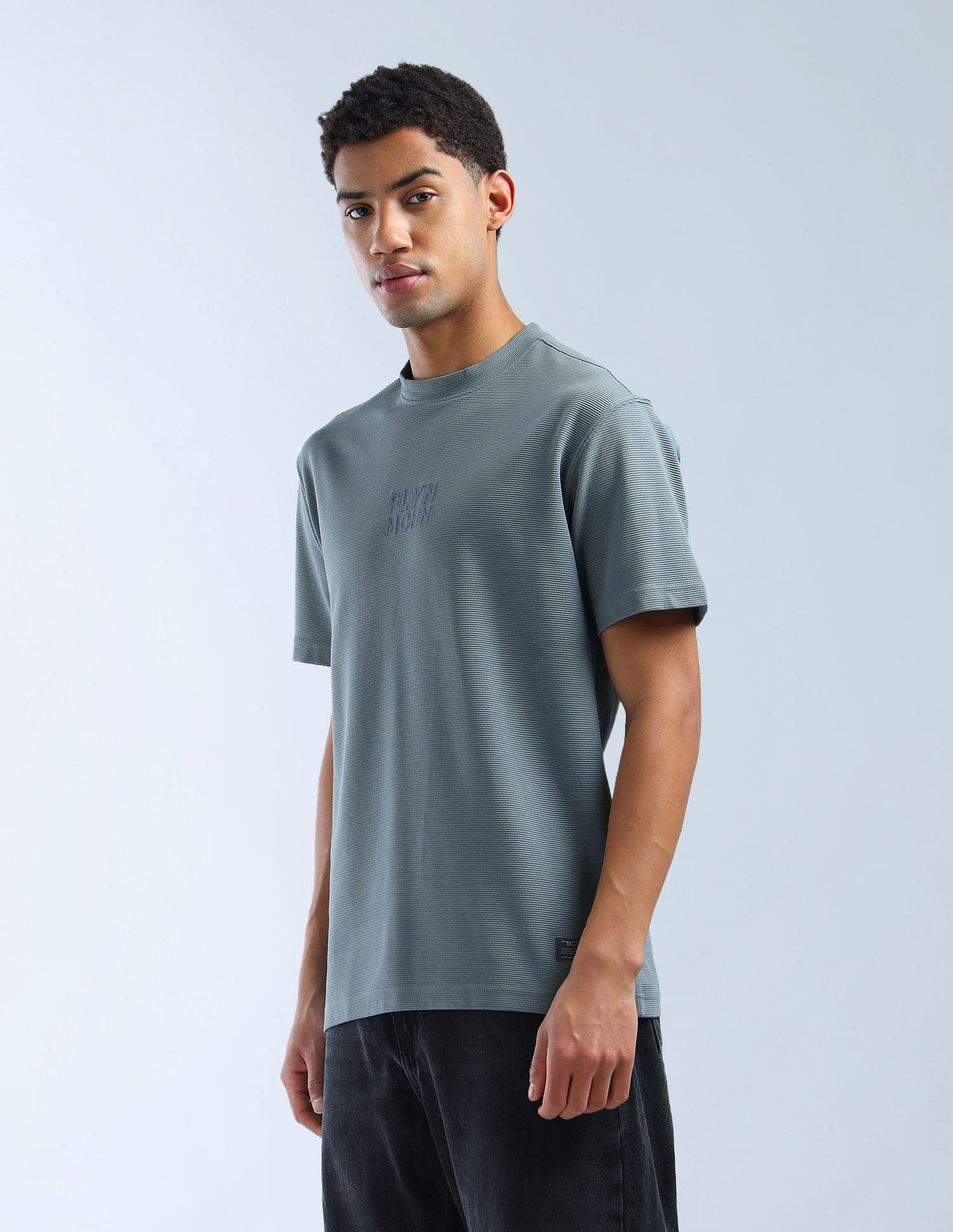 Flying Machine Textured Relaxed Fit Essentials T-Shirt