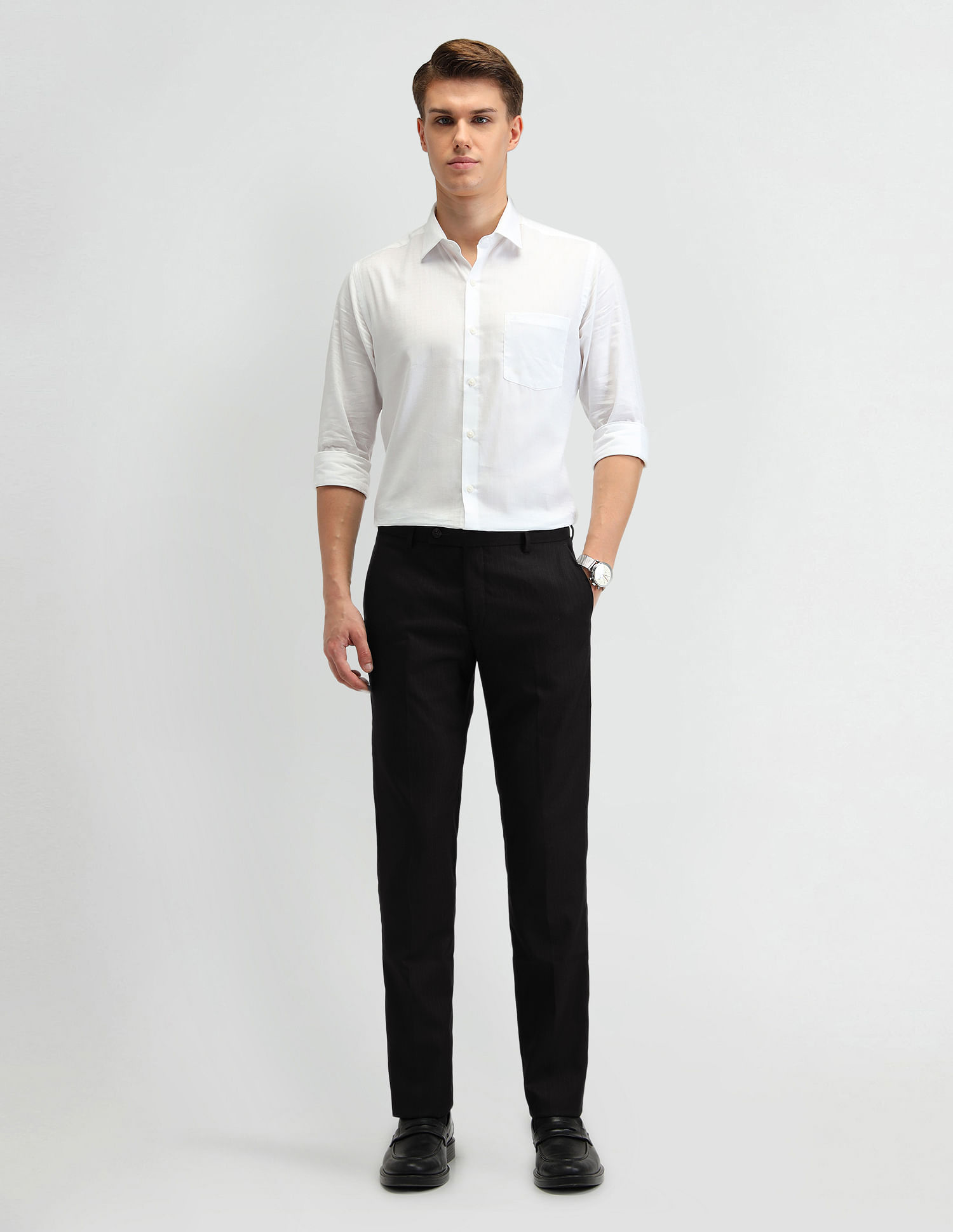 Arrow Mid Rise Vertical Stripe Trousers