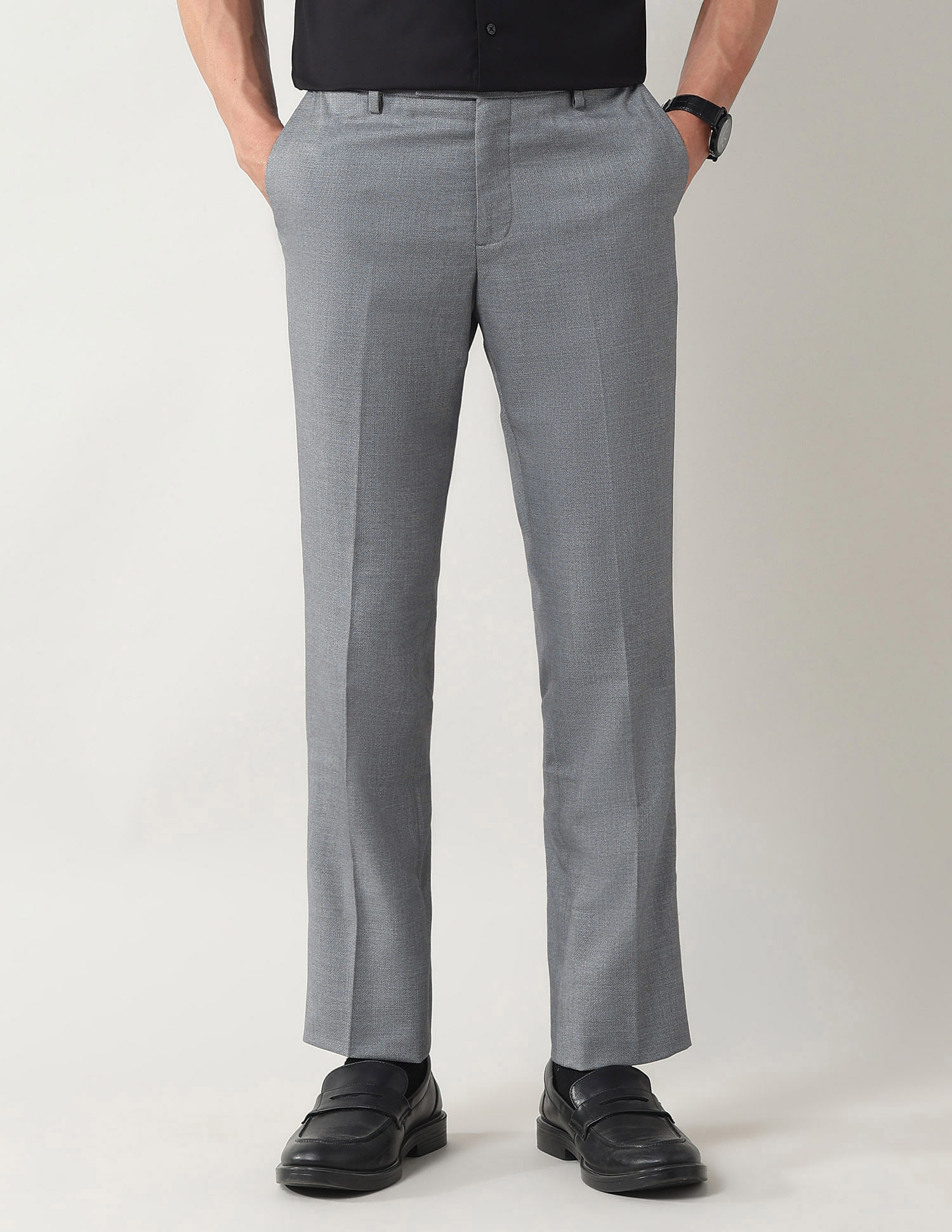 Arrow Regular Fit Textured Trousers