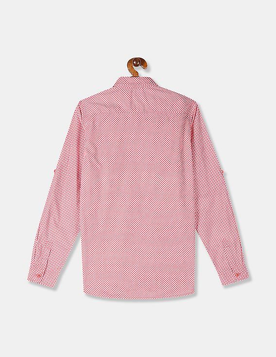 U.S. Polo Assn. Kids Boys Roll Up Sleeve Printed Shirt