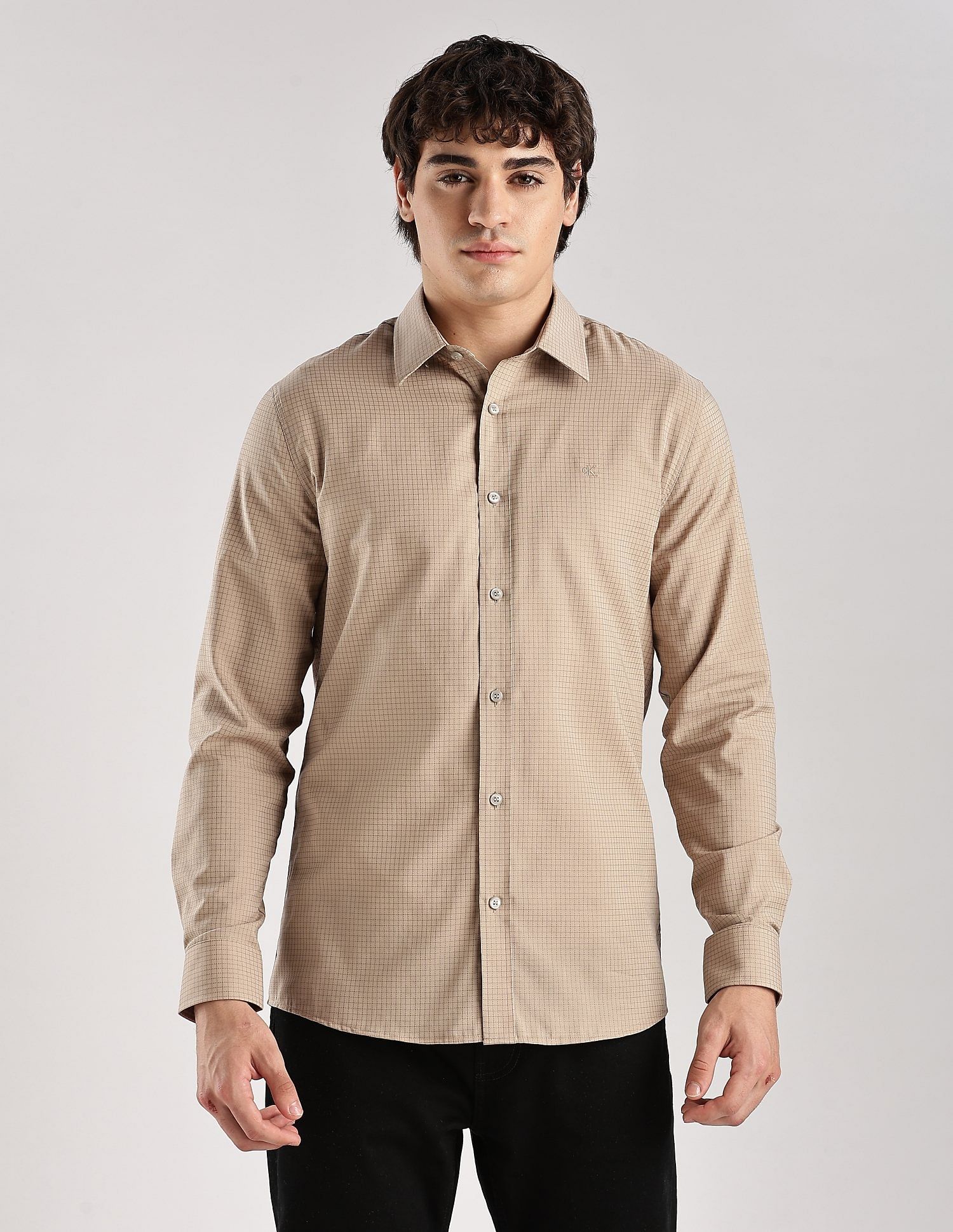Calvin Klein Jeans Checks Slim-Fit Dobby Woven Shirt