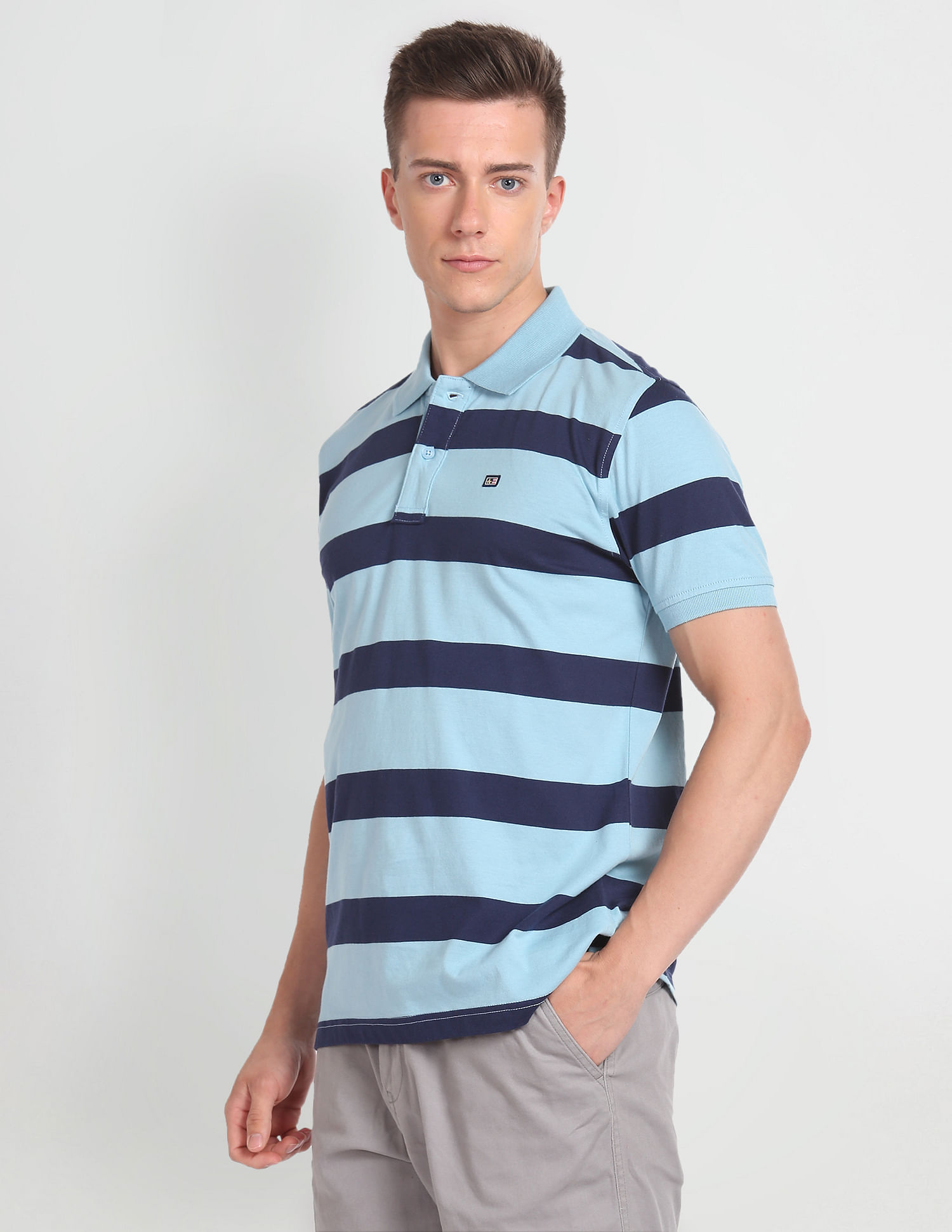 Arrow Sports Horizontal Stripe Cotton Polo Shirt