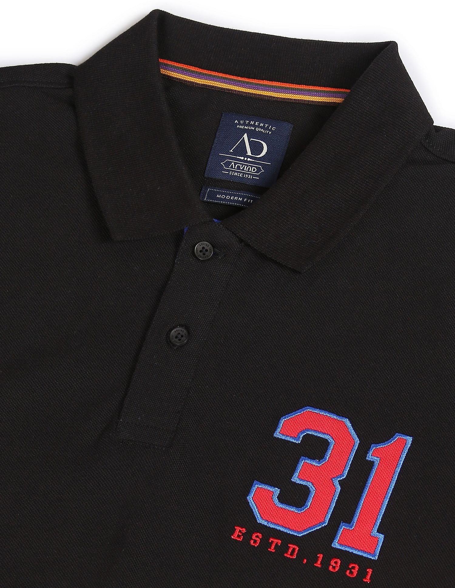 AD by Arvind Cotton Colour Block Polo Shirt