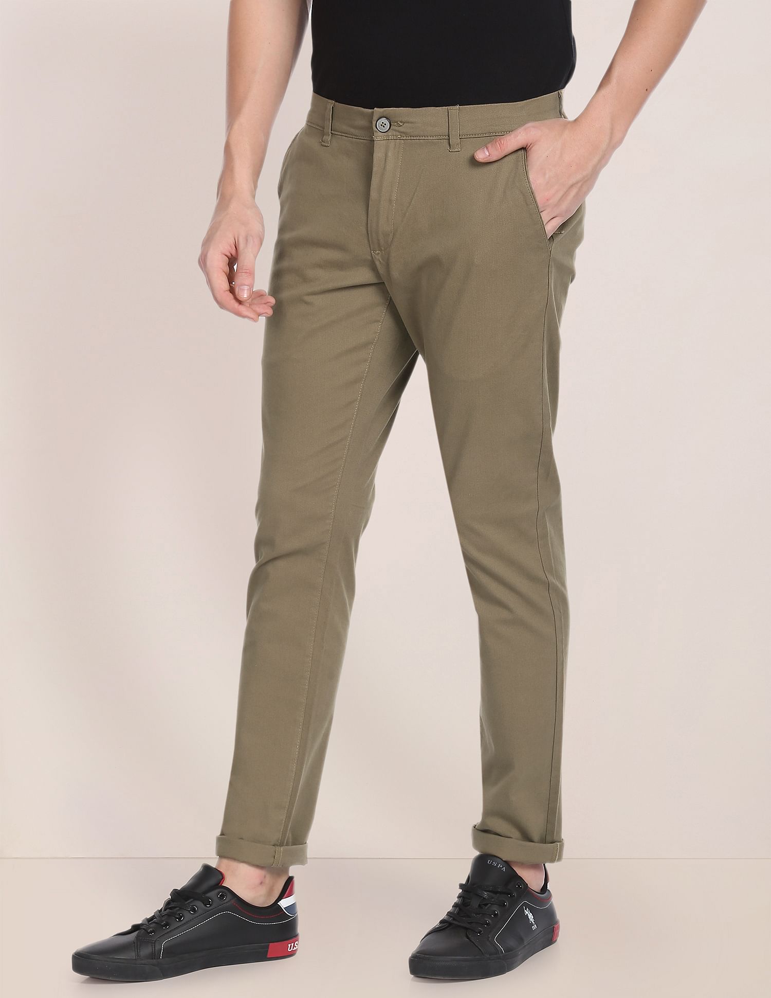 U.S. Polo Assn. Austin Trim Fit Textured Casual Trousers