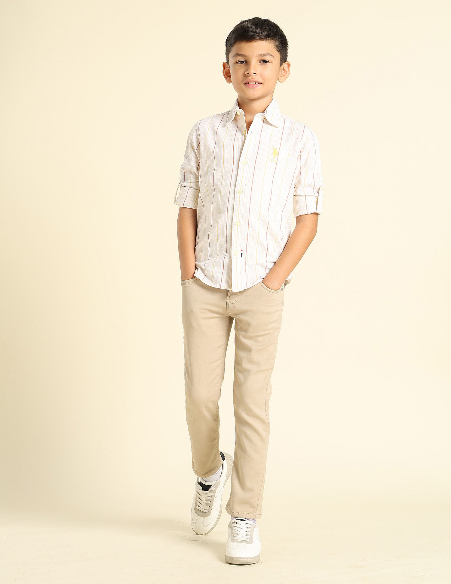 U.S. Polo Assn. Kids Boys Vertical Striped Regular Fit Shirt