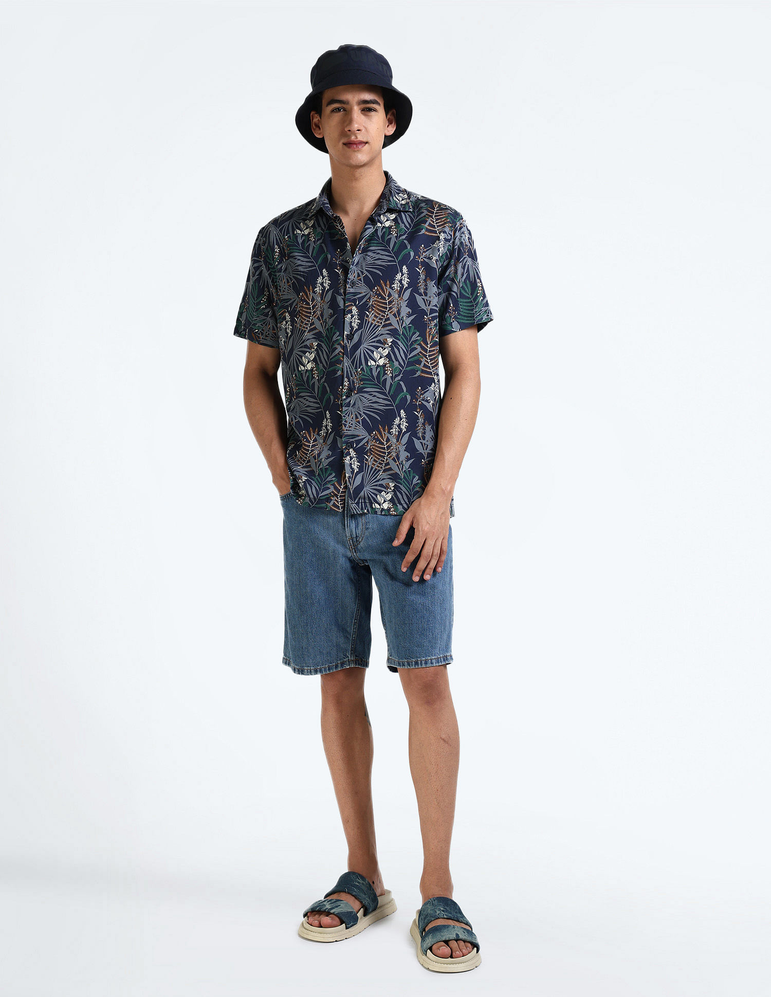 Flying Machine Floral Print Lyocell Shirt