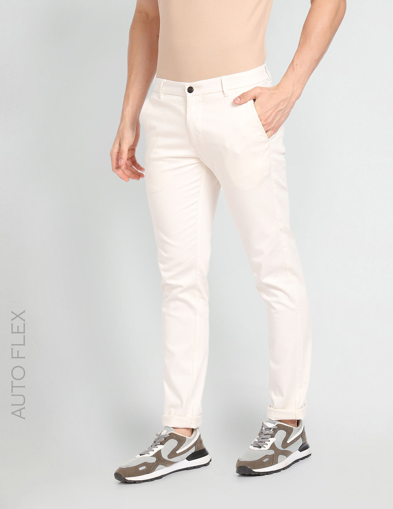 Slim Fit Off White Stretch Chinos | Buy Online at Moss