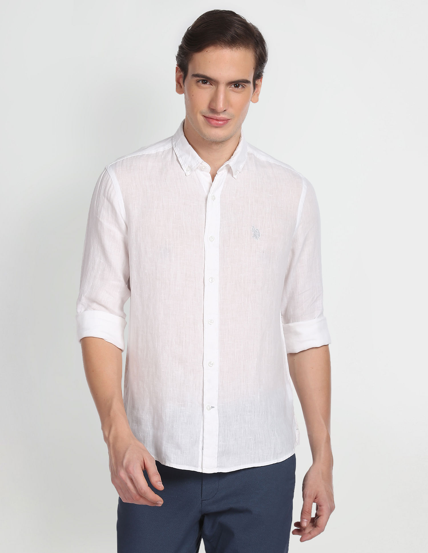 U.S. Polo Assn. Denim Co. Linen Solid Laundered Shirt
