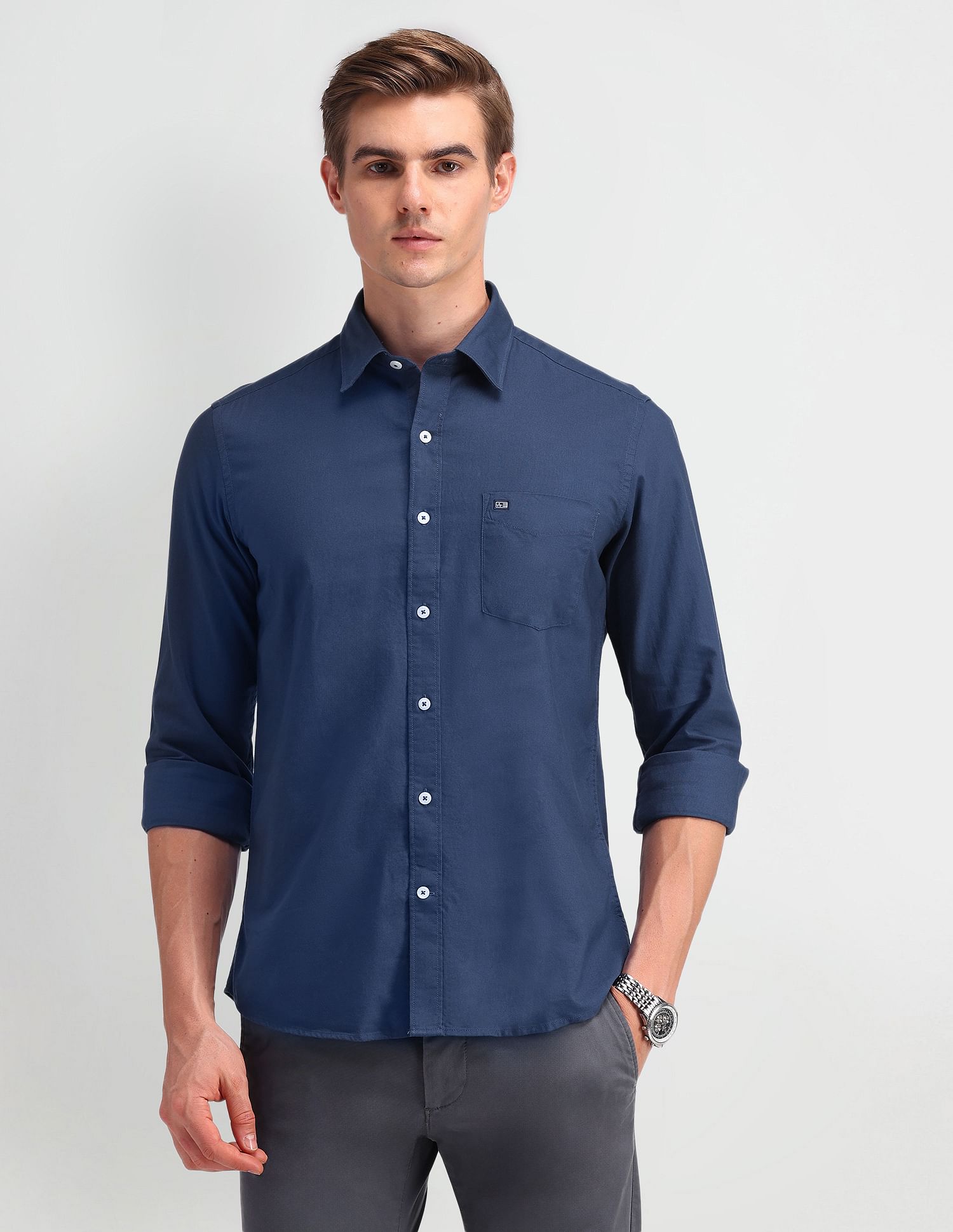 Arrow Sport Manhattan Slim Fit Solid Shirt