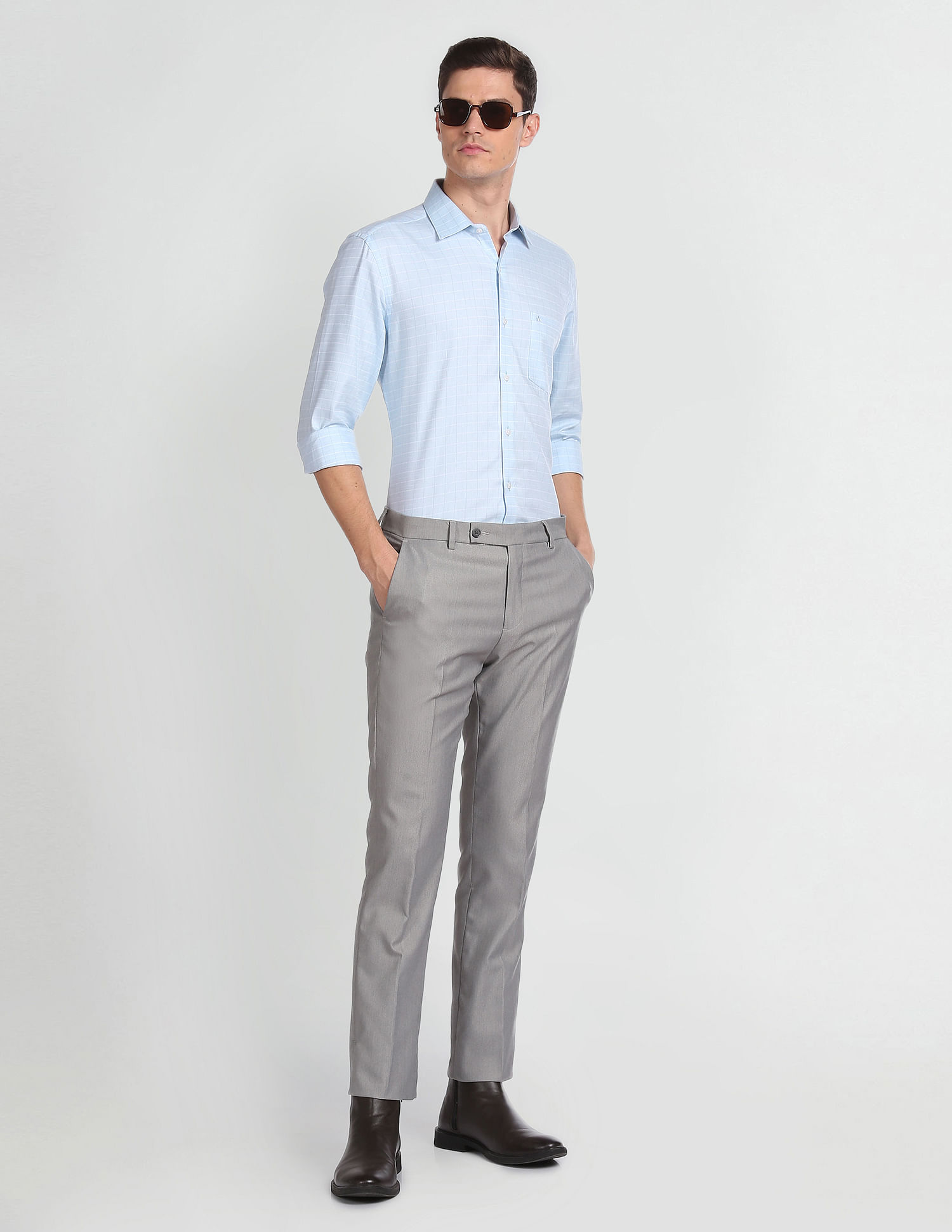 Arrow Patterned Twill Cotton Shirt