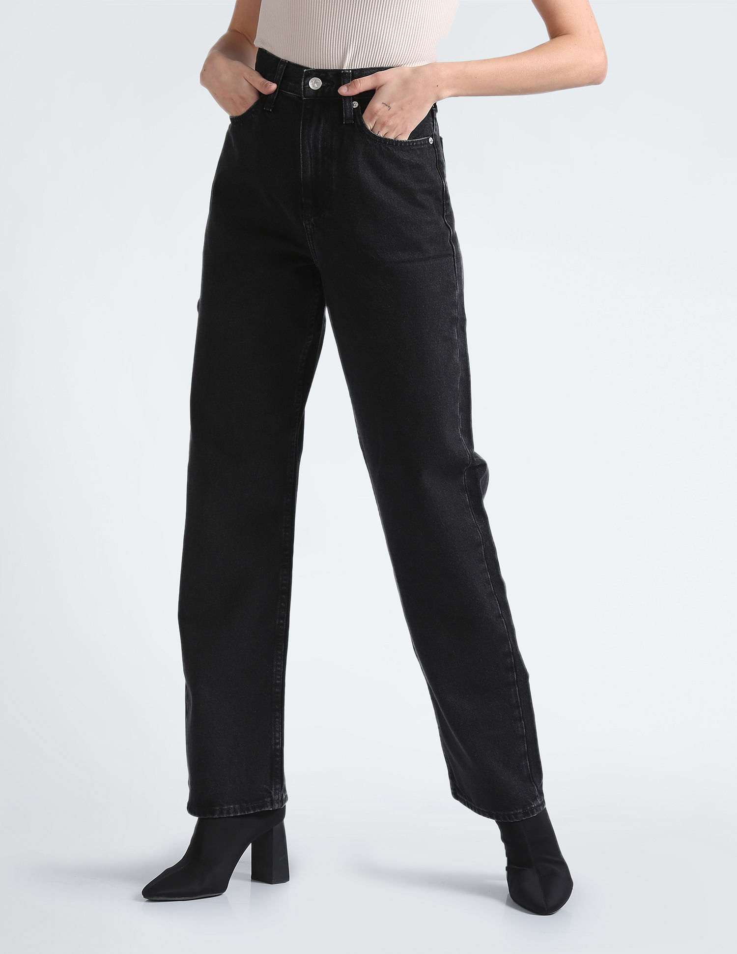 Calvin Klein High Rise Straight Fit Jeans