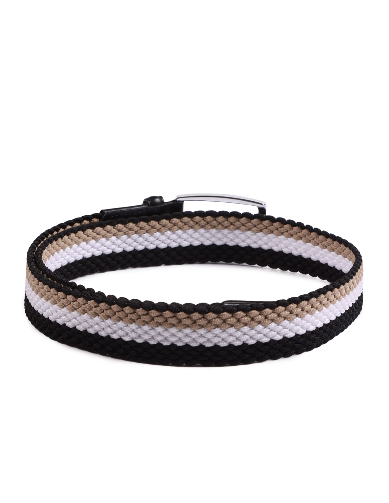 Buy Arrow Men Metallic Buckle Braided Belt 