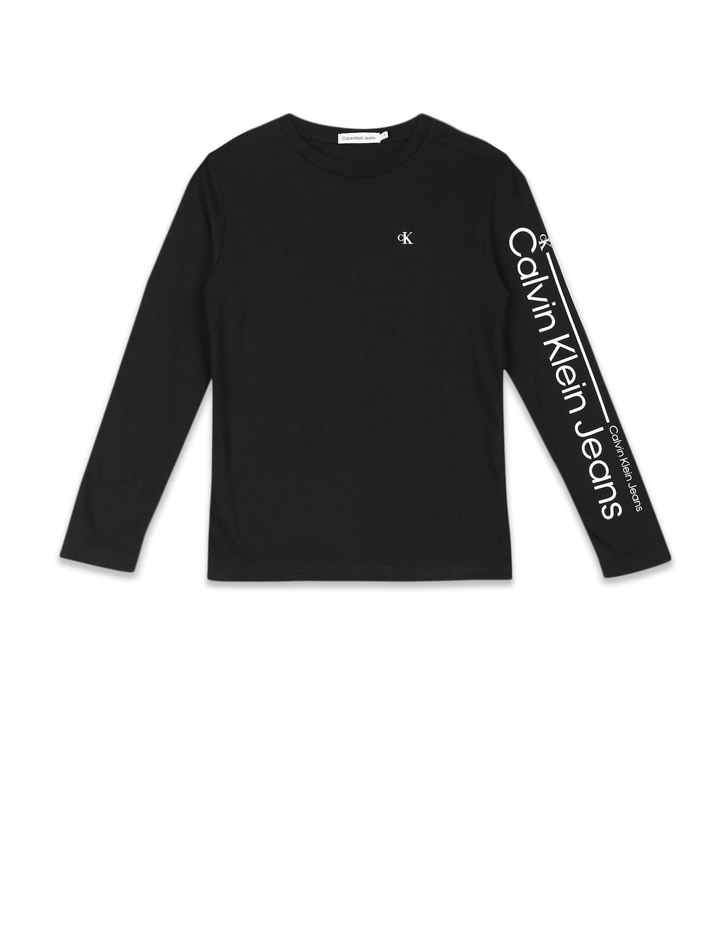 Buy Calvin Klein Jeans Boys Logo Sleeve T-Shirt Long Black